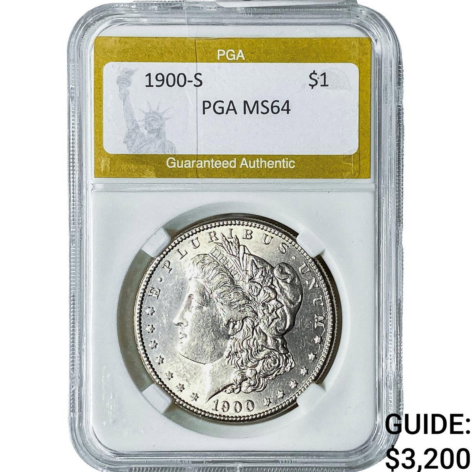 1900-S Morgan Silver Dollar PGA MS64: 1900-S Morgan Silver Dollar PGA MS64