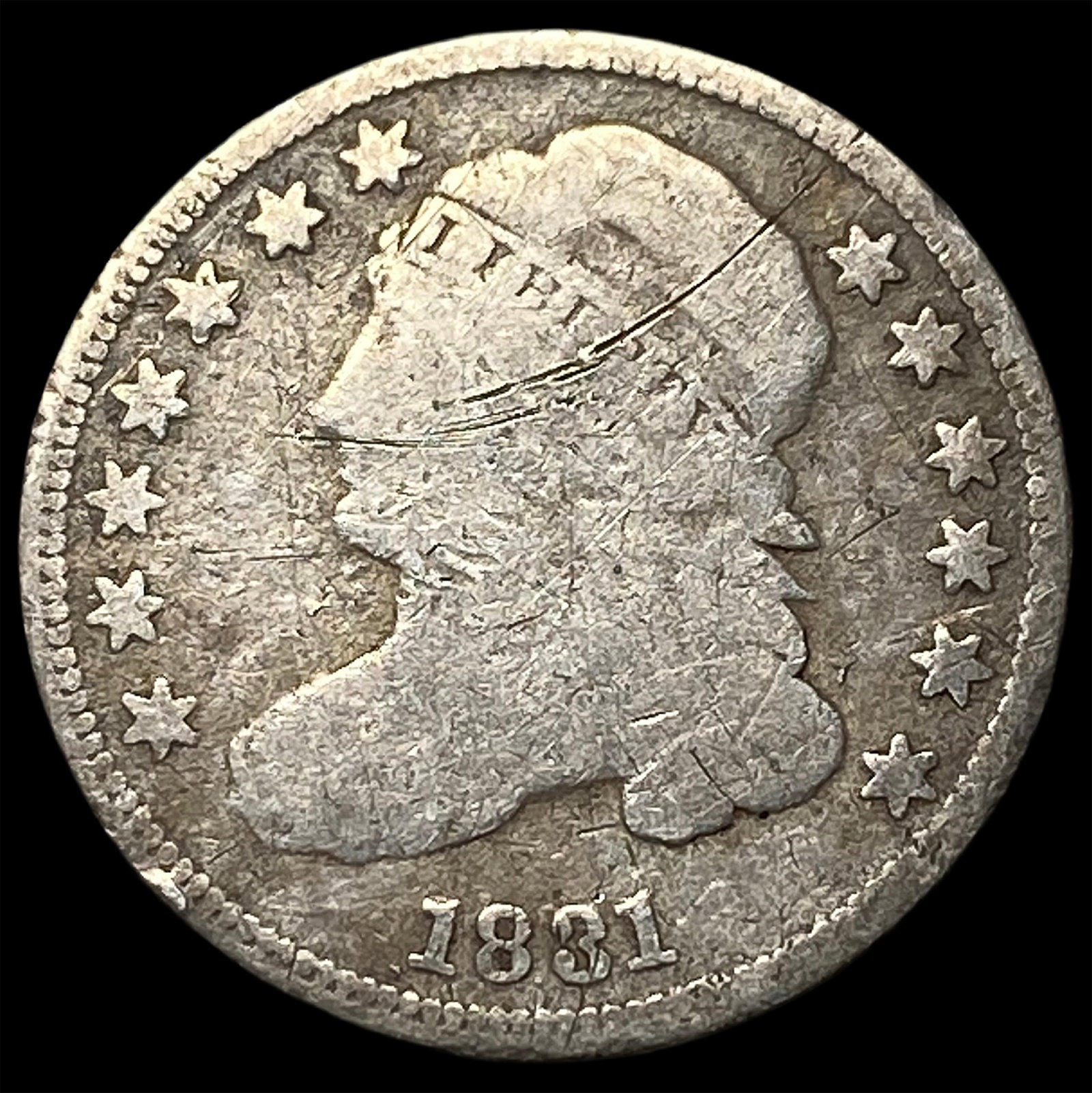 1831 Silver Capped Bust Dime NICELY CIRCULATED: 1831 Silver Capped Bust Dime NICELY CIRCULATED