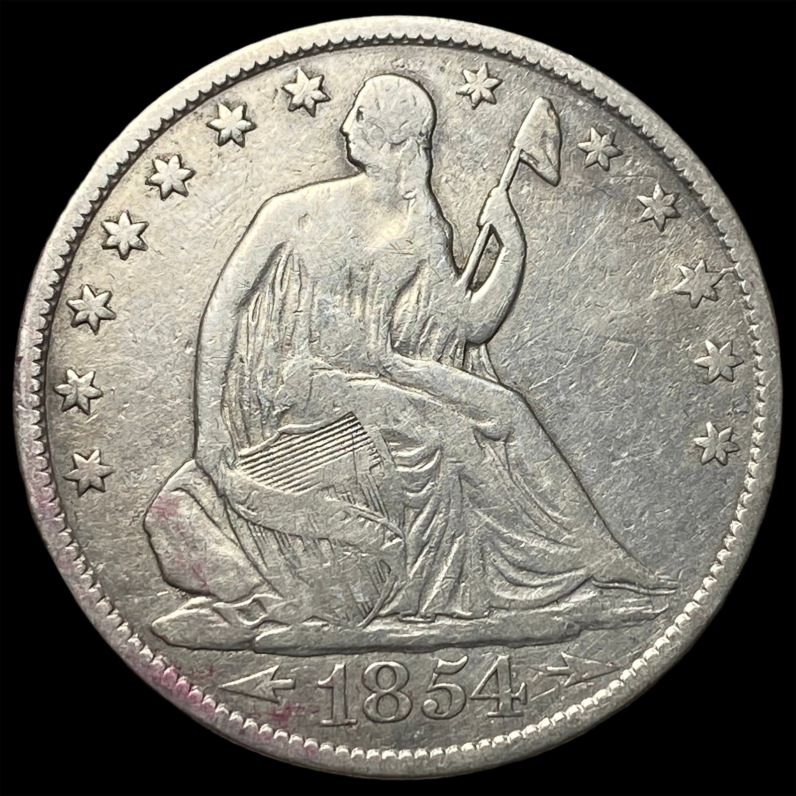 1854-O Silver Seated Liberty Half Dollar NEARLY UNCIRCULATED: 1854-O Silver Seated Liberty Half Dollar NEARLY UNCIRCULATED