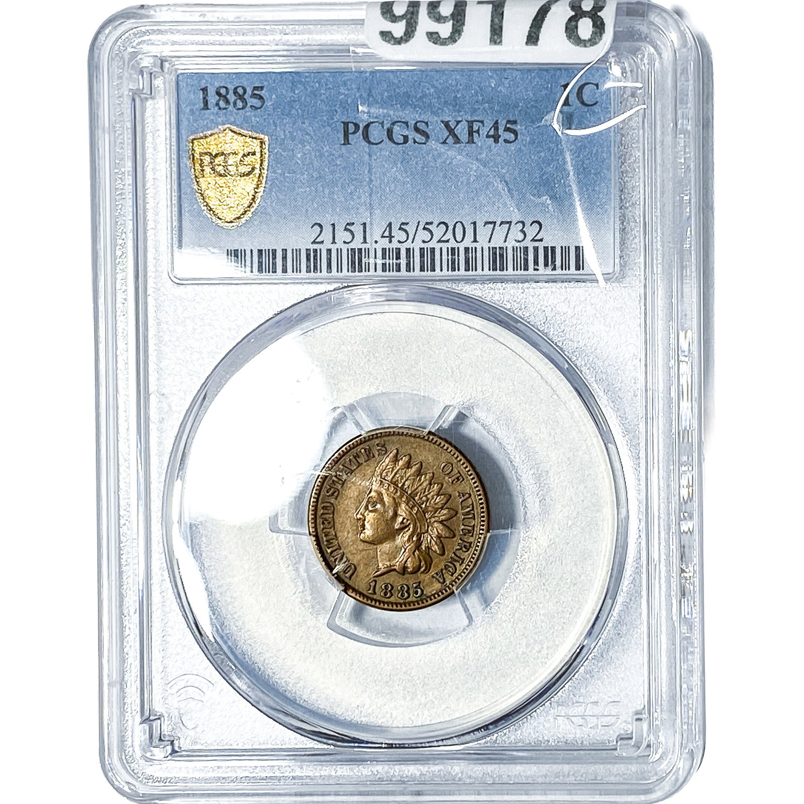 1885 Indian Head Cent PCGS XF45: 1885 Indian Head Cent PCGS XF45