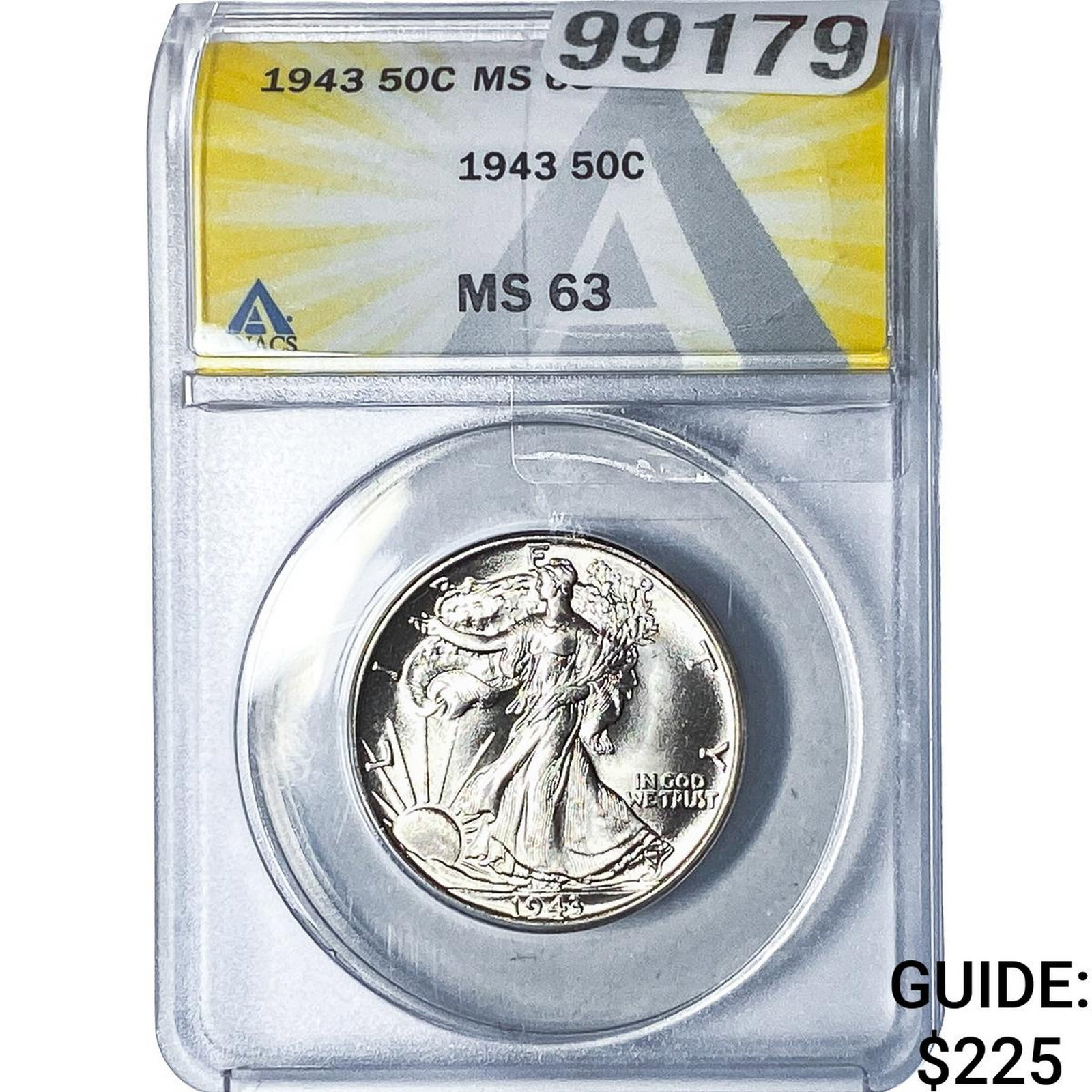 1943 Walking Liberty Half Dollar ANACS MS63: 1943 Walking Liberty Half Dollar ANACS MS63
