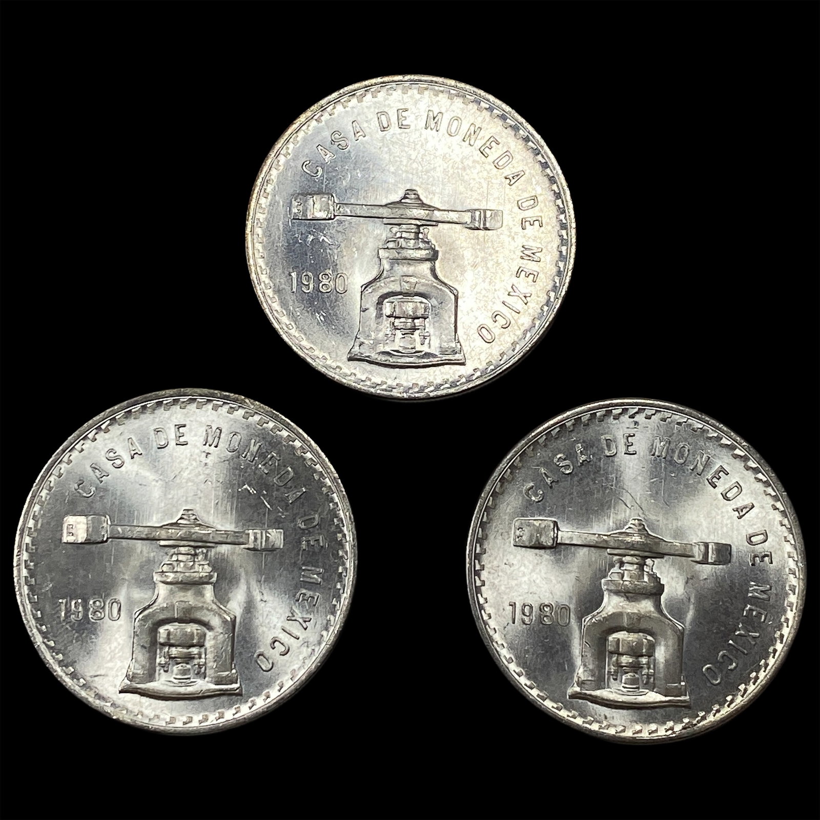[3] 1980 Mexico 1oz Silver Onza Lot (1 of 2)