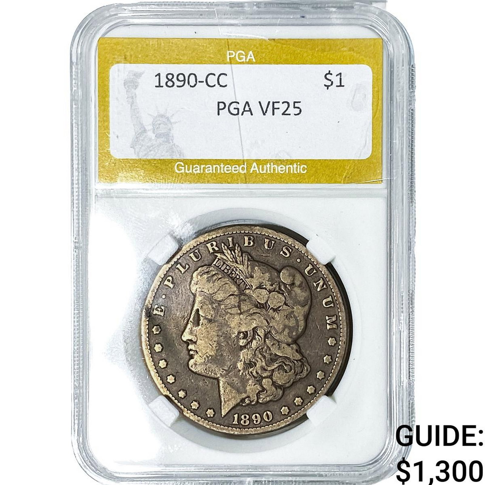 1890-CC Morgan Silver Dollar PGA VF25: 1890-CC Morgan Silver Dollar PGA VF25