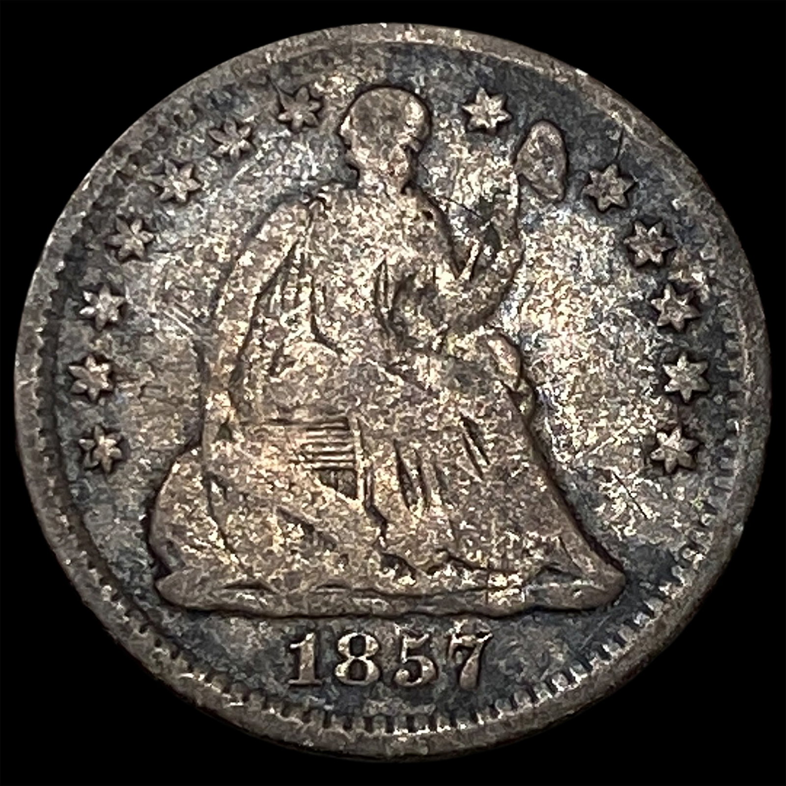 1857 Silver Half Dime NICELY CIRCULATED: 1857 Silver Half Dime NICELY CIRCULATED