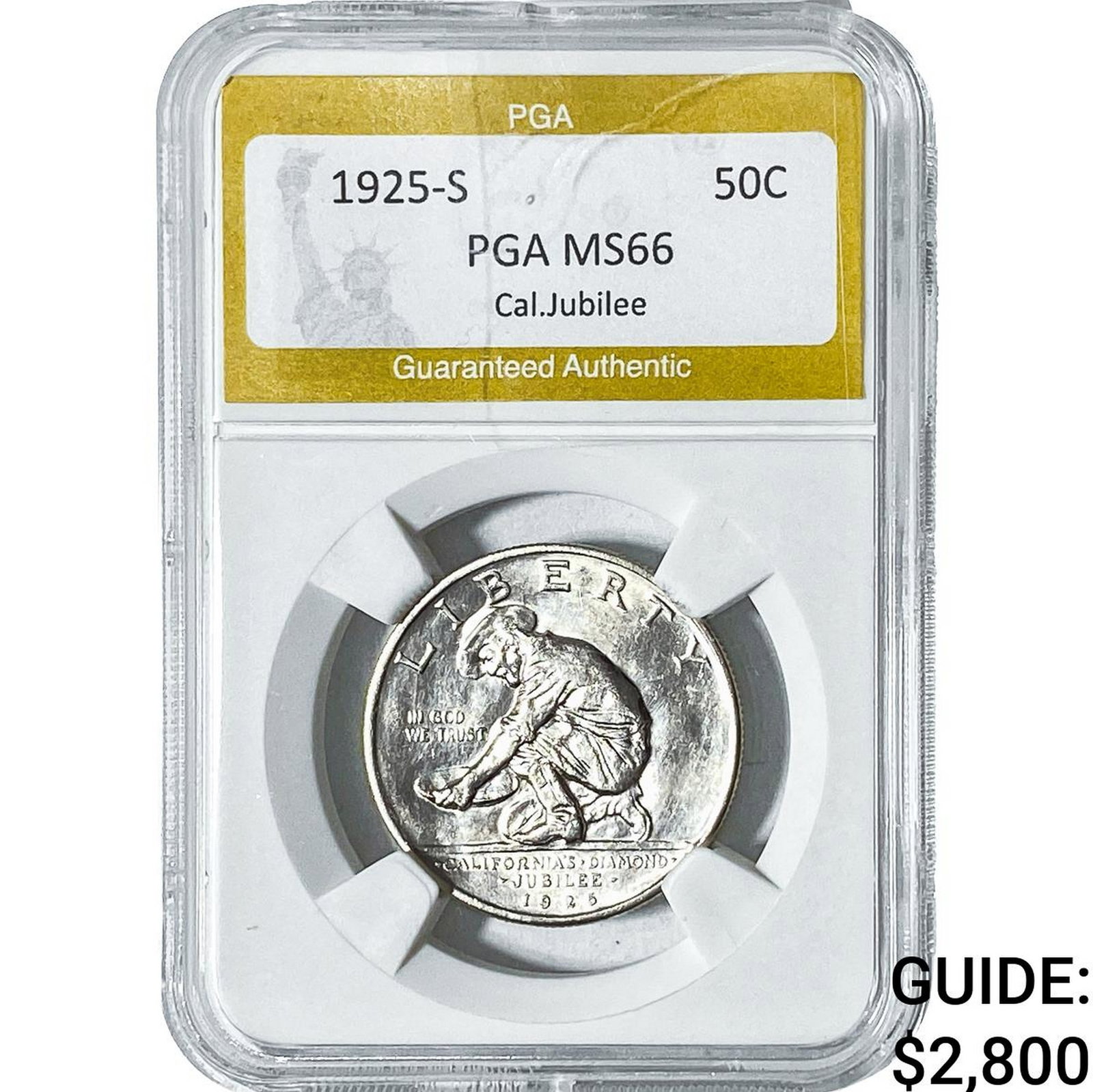 1925-S Jubilee Half Dollar PGA MS66: 1925-S Jubilee Half Dollar PGA MS66