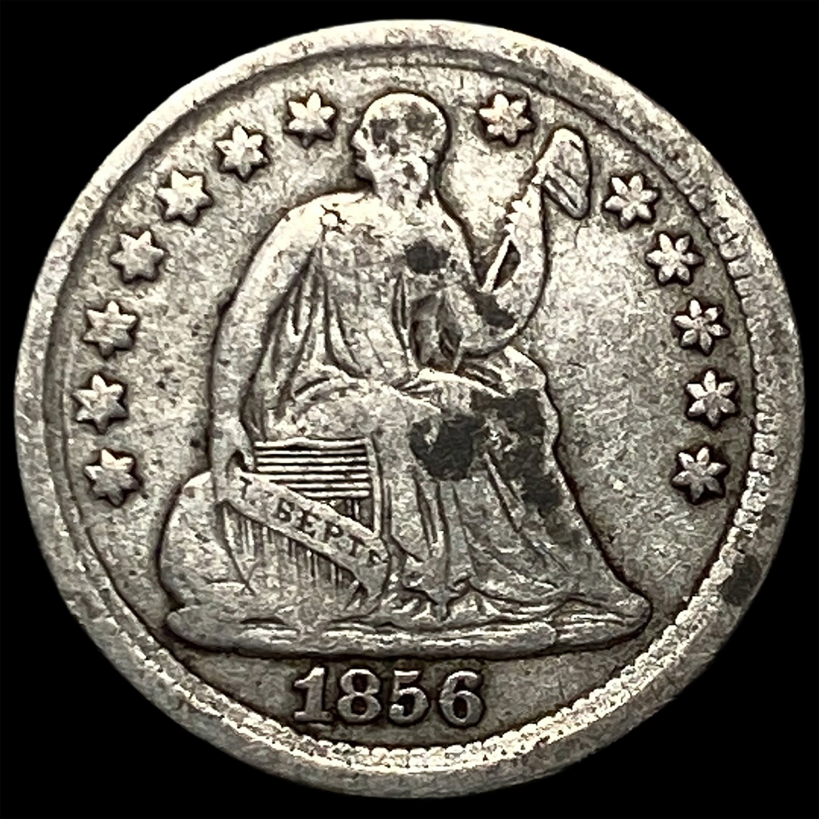 1856 Seated Liberty Half Dime ABOUT UNCIRCULATED: 1856 Seated Liberty Half Dime ABOUT UNCIRCULATED
