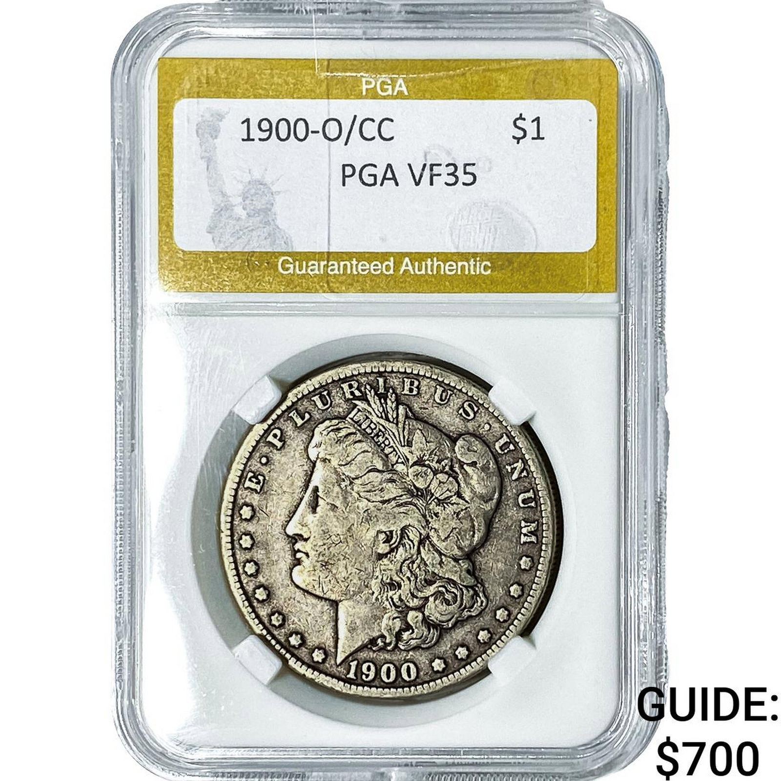 1900-O/CC Morgan Silver Dollar PGA VF35: 1900-O/CC Morgan Silver Dollar PGA VF35