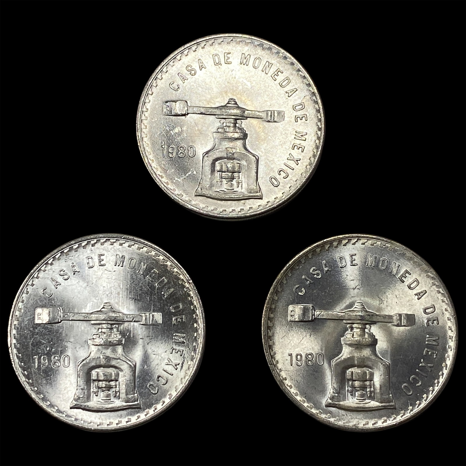 [3] 1980 Mexico 1oz Silver Onza Lot (1 of 2)