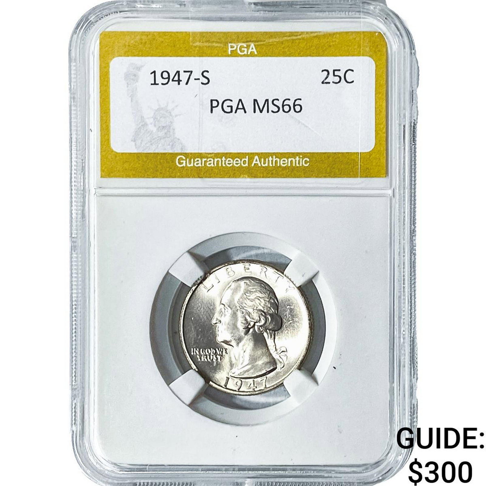 1947-S Washington Silver Quarter PGA MS66: 1947-S Washington Silver Quarter PGA MS66