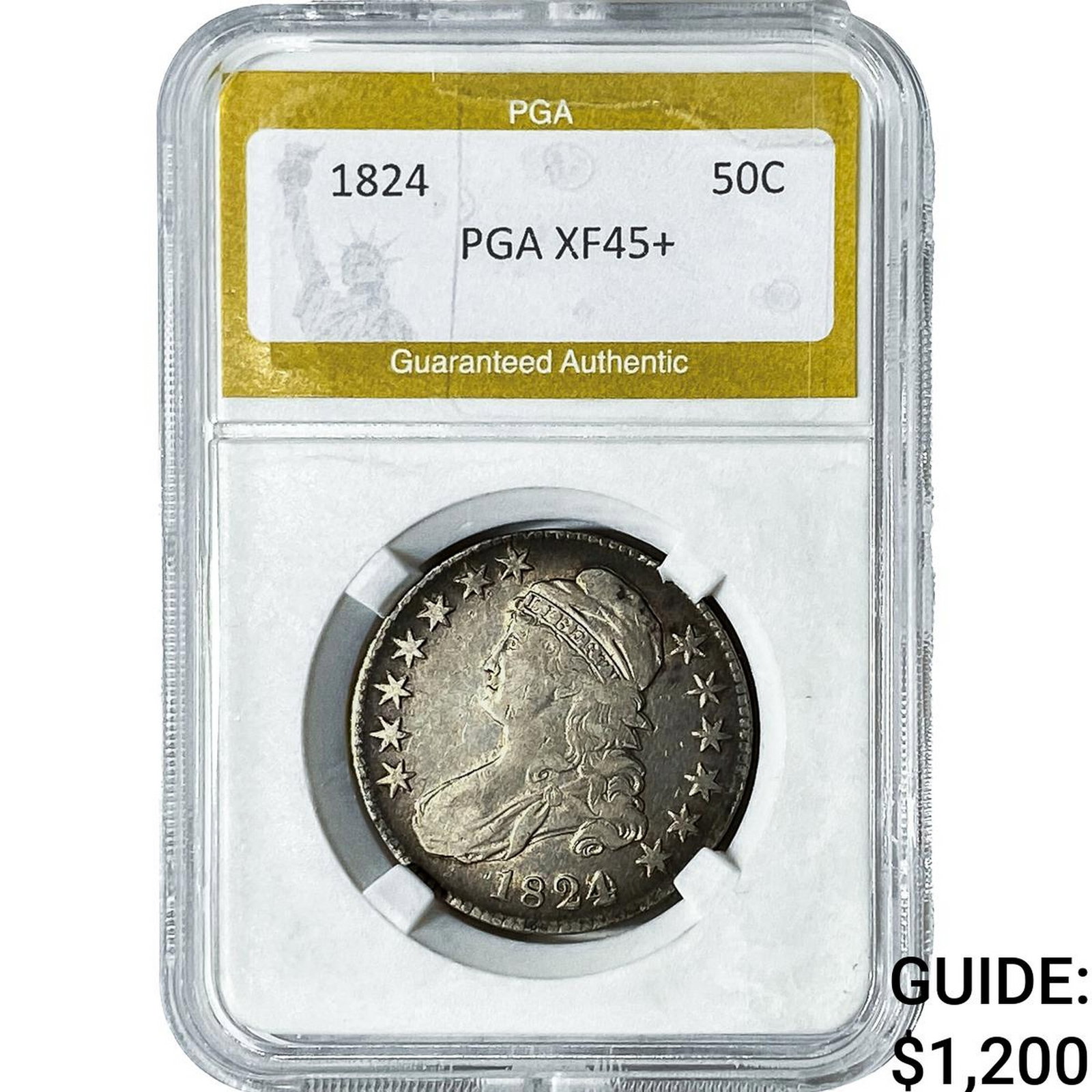 1824 Capped Bust Half Dollar PGA XF45+: 1824 Capped Bust Half Dollar PGA XF45+