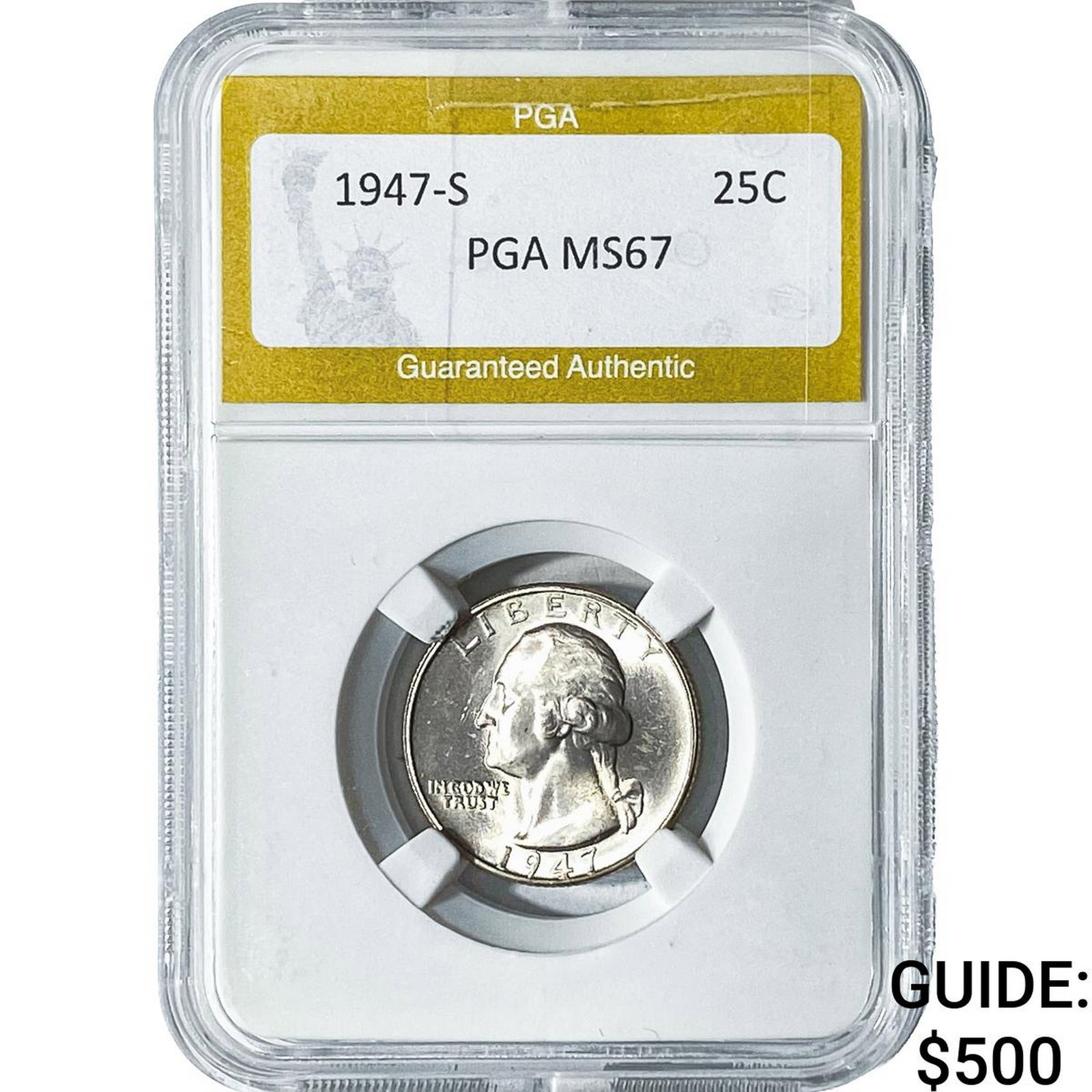 1947-S Washington Silver Quarter PGA MS67: 1947-S Washington Silver Quarter PGA MS67