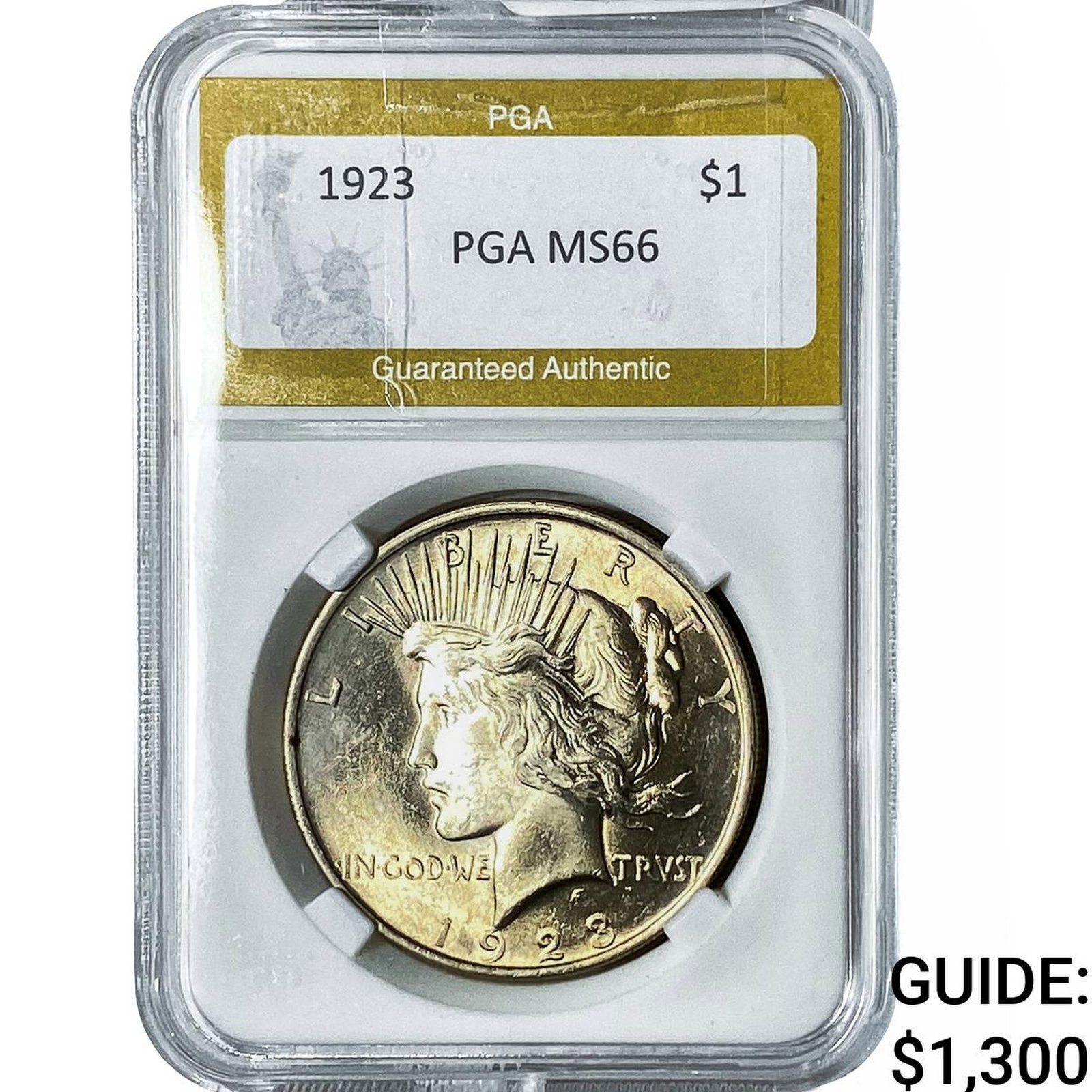 1923 Silver Peace Dollar PGA MS66: 1923 Silver Peace Dollar PGA MS66