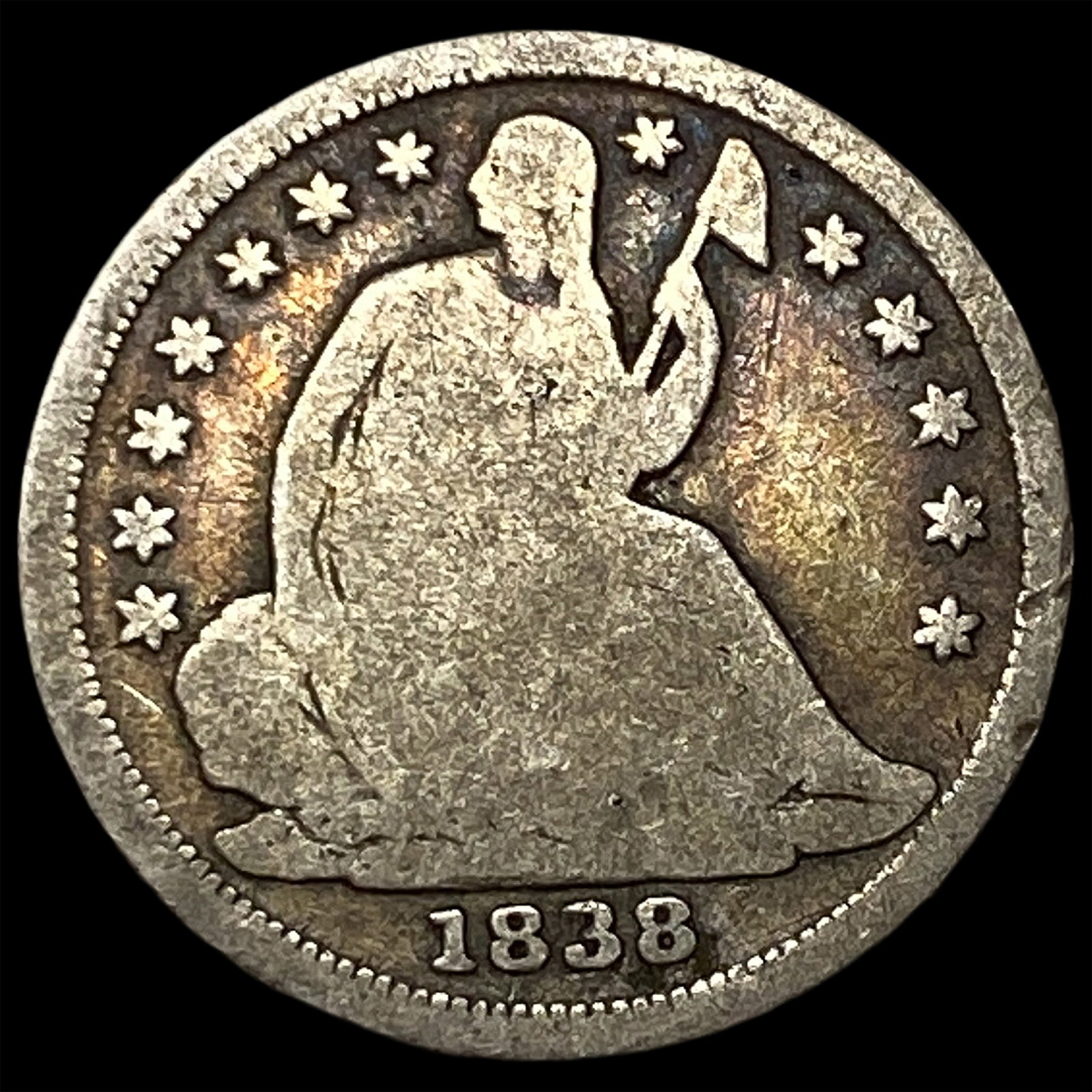 1838 Seated Liberty Half Dime NICELY CIRCULATED: 1838 Seated Liberty Half Dime NICELY CIRCULATED