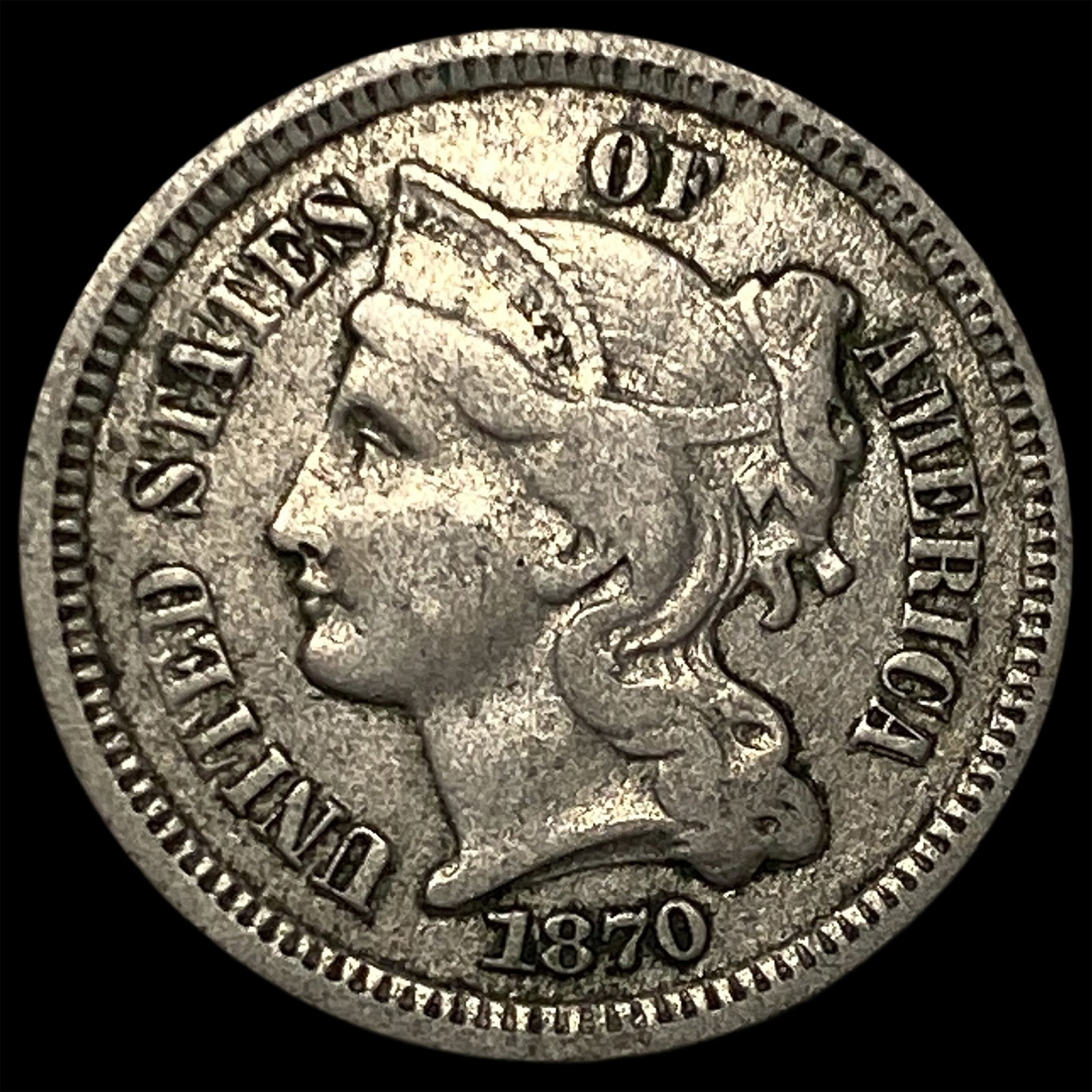 1870 Nickel Three-Cent Piece NEARLY UNCIRCULATED (1 of 2)