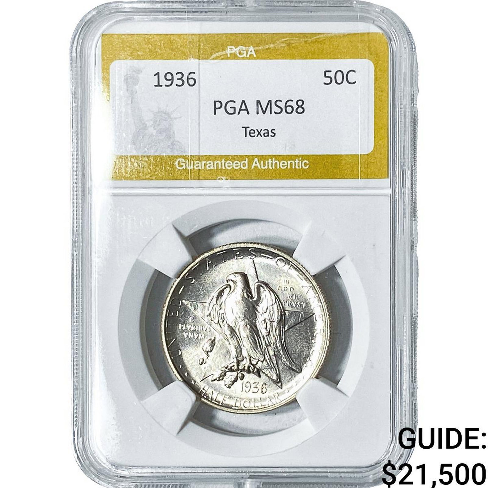 1936 Texas Half Dollar PGA MS68: 1936 Texas Half Dollar PGA MS68