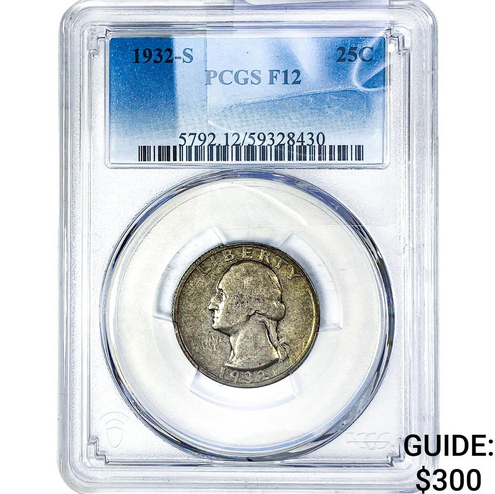 1932-S Washington Silver Quarter PCGS F12: 1932-S Washington Silver Quarter PCGS F12