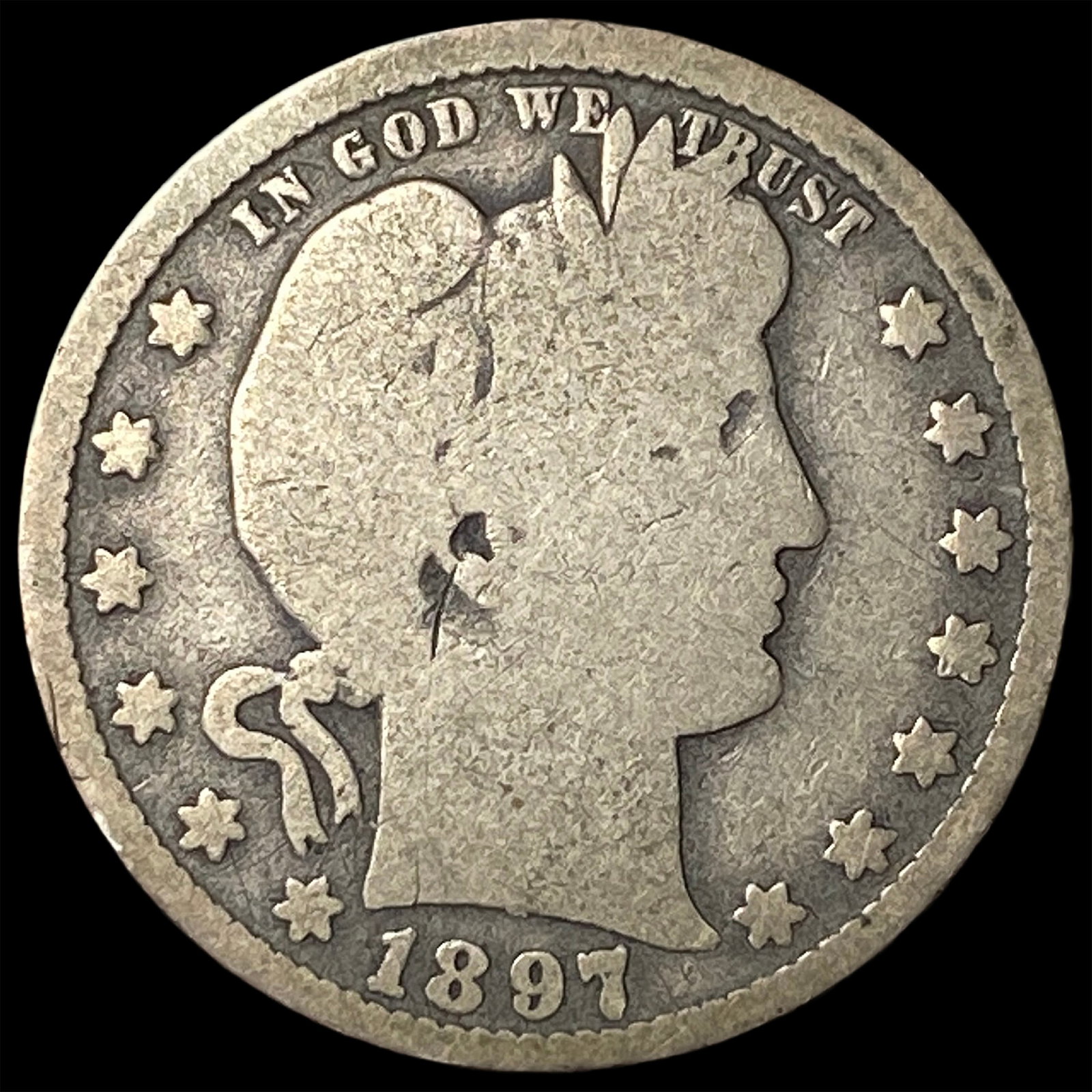 1897-O Silver Barber Quarter NICELY CIRCULATED: 1897-O Silver Barber Quarter NICELY CIRCULATED