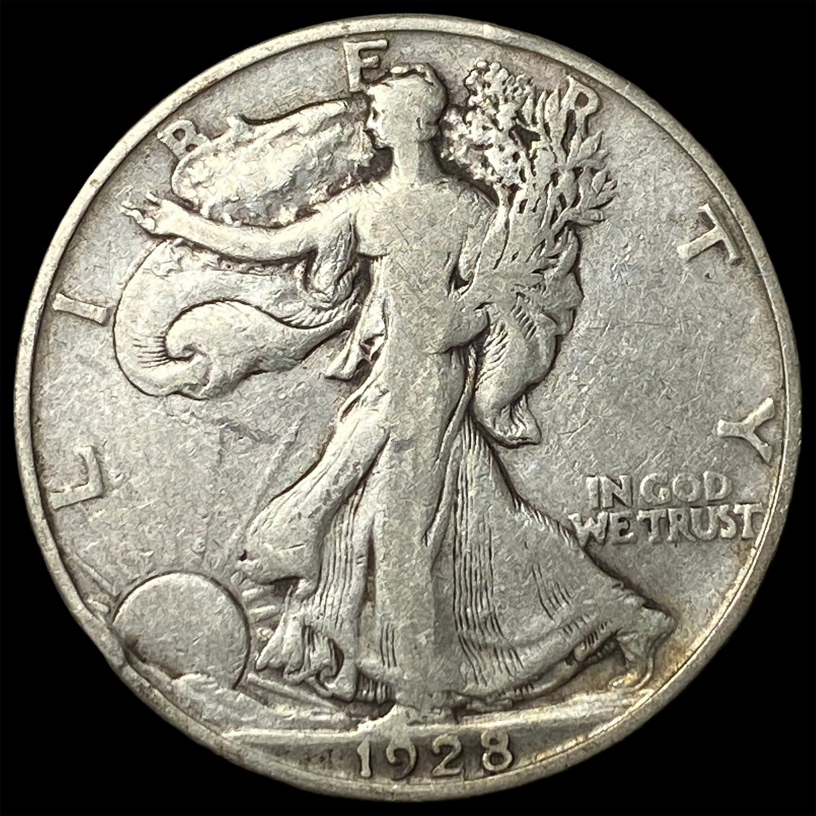 1928-S Silver Walking Liberty Half Dollar LIGHTLY CIRCULATED: 1928-S Silver Walking Liberty Half Dollar LIGHTLY CIRCULATED