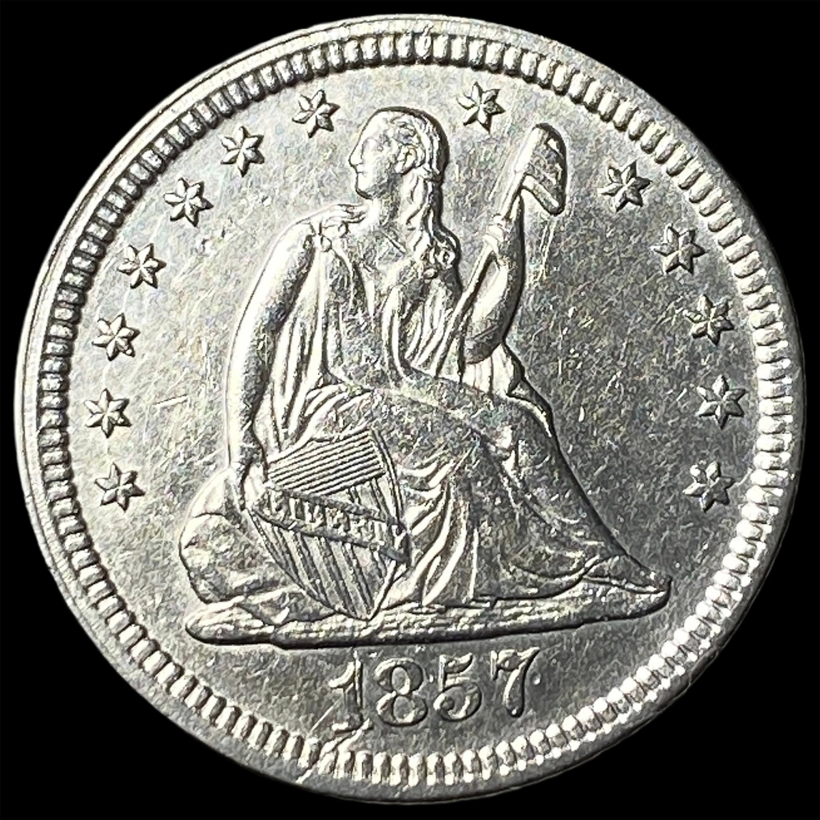 1857 Seated Liberty Quarter CHOICE AU: 1857 Seated Liberty Quarter CHOICE AU