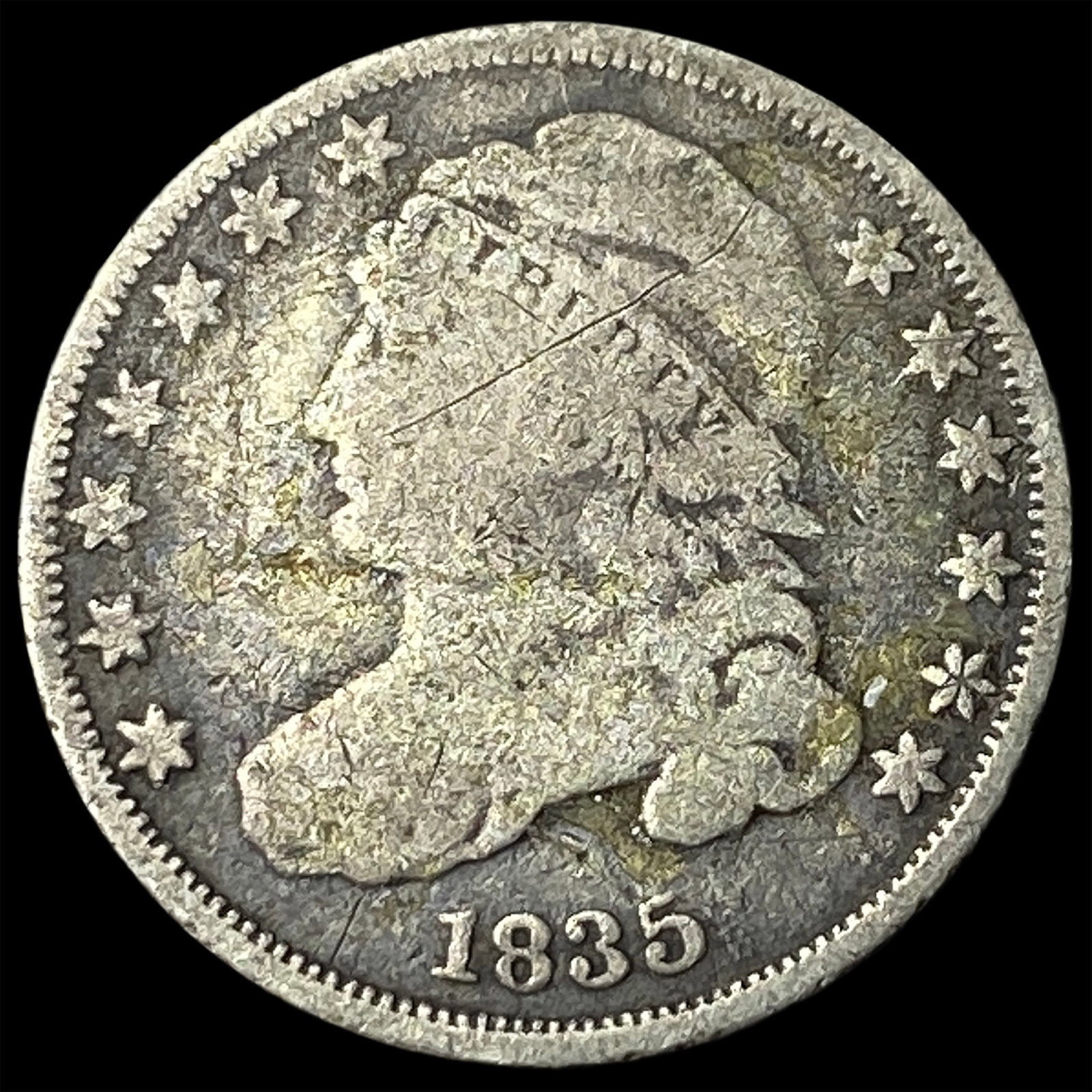 1835 Silver Capped Bust Dime NICELY CIRCULATED: 1835 Silver Capped Bust Dime NICELY CIRCULATED