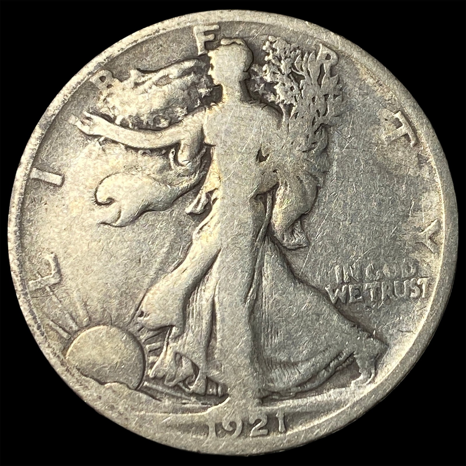 1921-D Silver Walking Liberty Half Dollar LIGHTLY CIRCULATED: 1921-D Silver Walking Liberty Half Dollar LIGHTLY CIRCULATED
