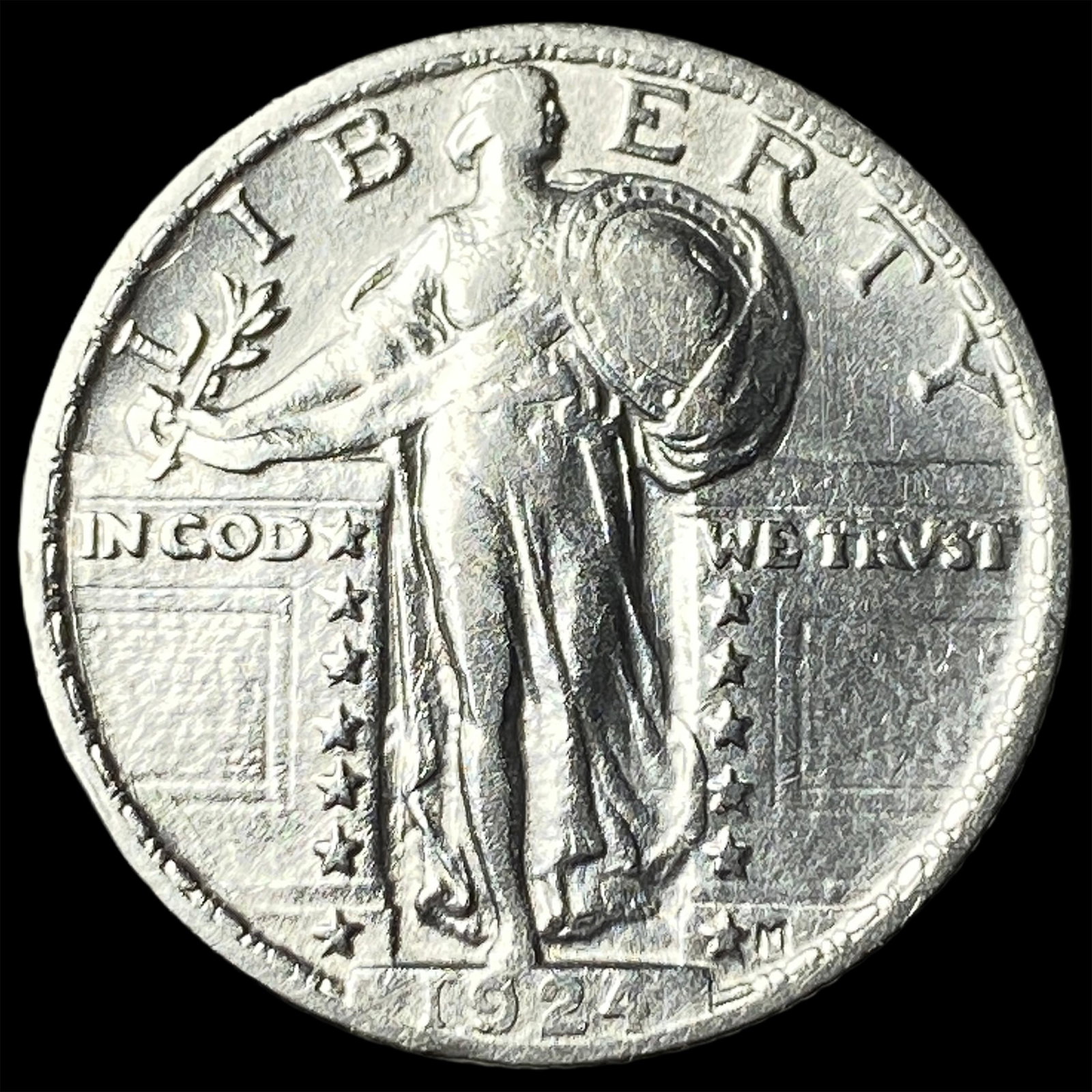 1924 Silver Standing Liberty Quarter CHOICE AU: 1924 Silver Standing Liberty Quarter CHOICE AU