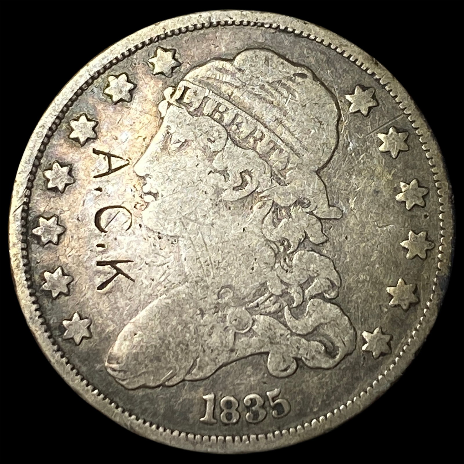 1835 Capped Bust Silver Quarter LIGHTLY CIRCULATED: 1835 Capped Bust Silver Quarter LIGHTLY CIRCULATED