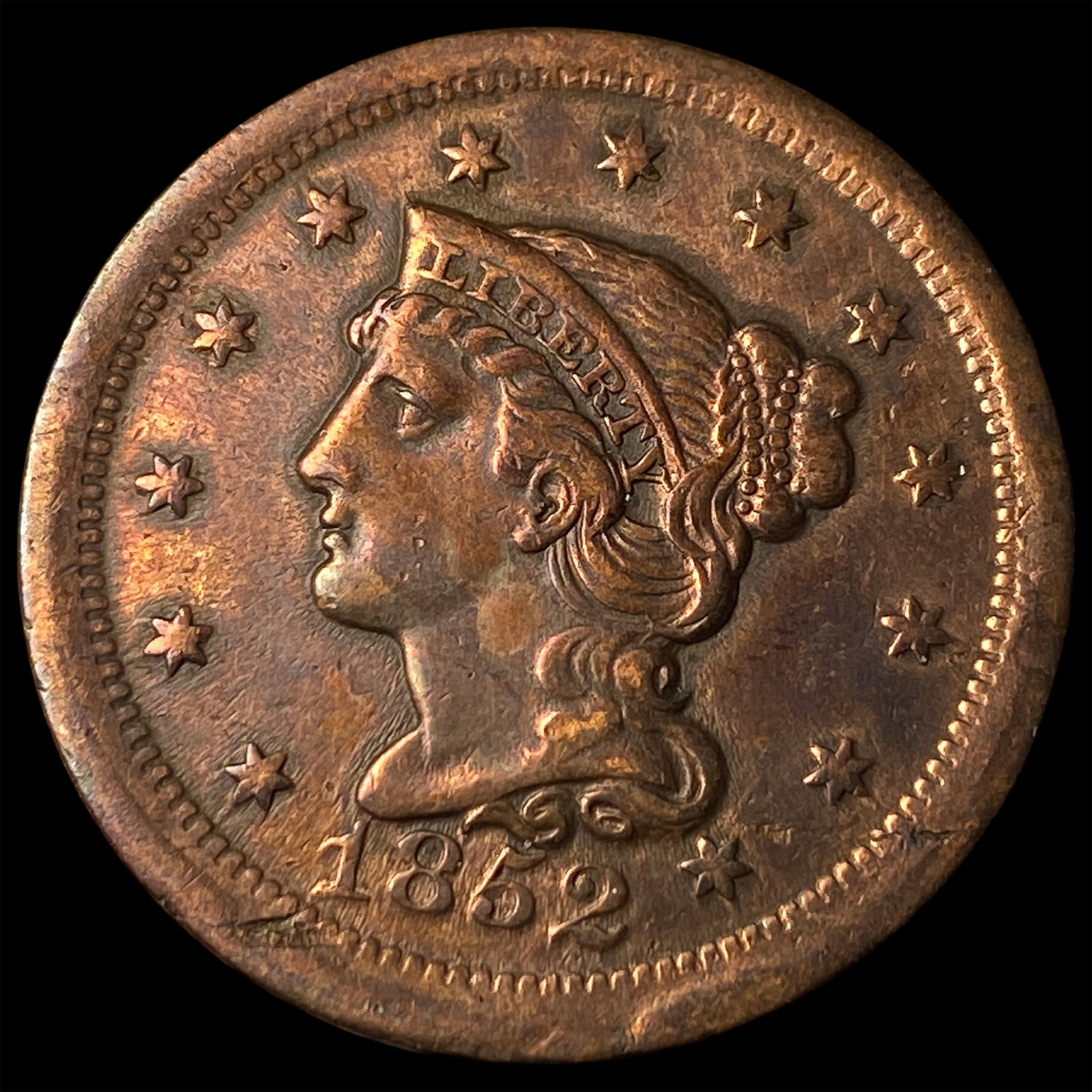 1852 Braided Hair Large Cent CLOSELY UNCIRCULATED: 1852 Braided Hair Large Cent CLOSELY UNCIRCULATED