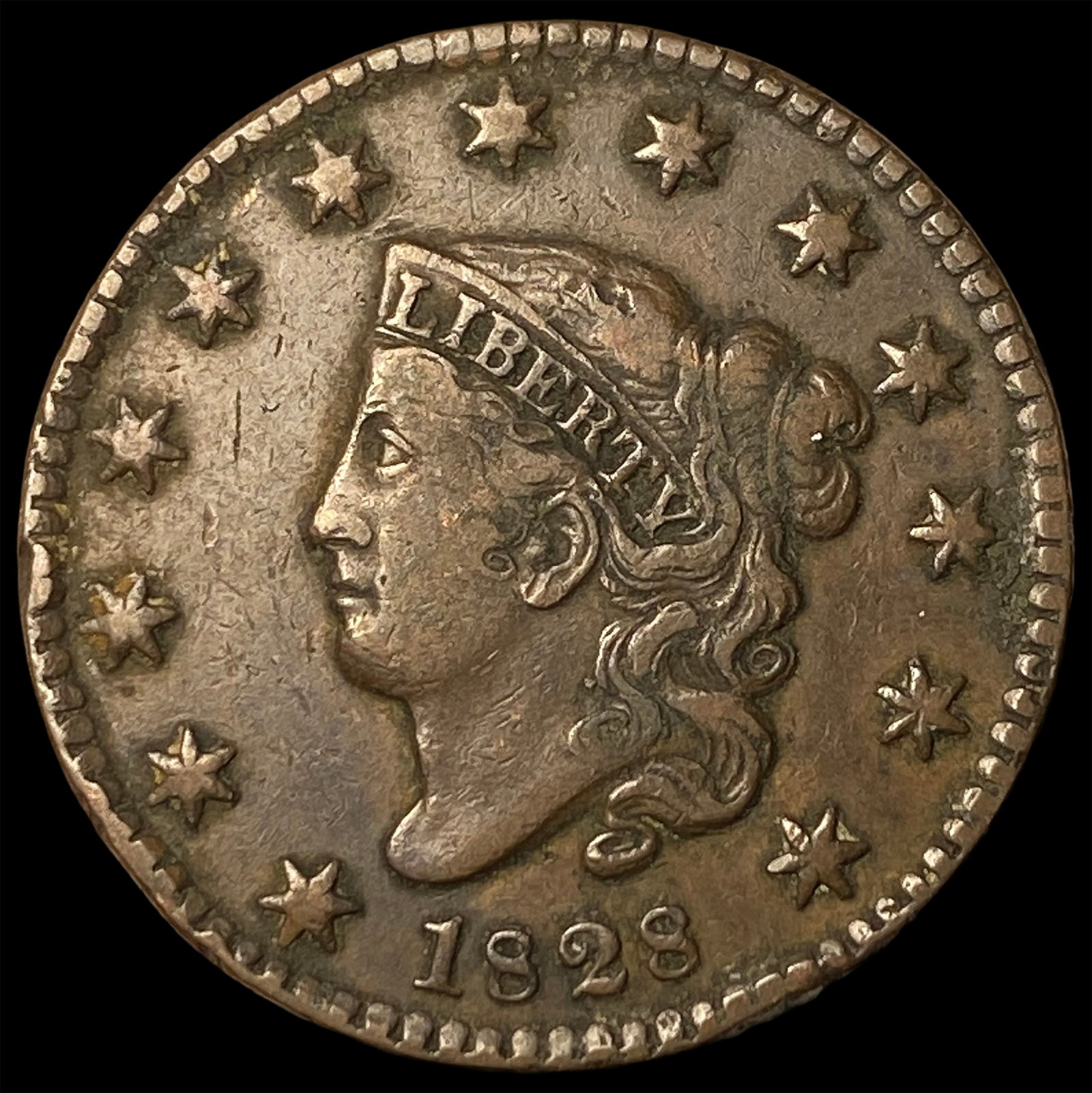 1828 Copper Large Cent CLOSELY UNCIRCULATED: 1828 Copper Large Cent CLOSELY UNCIRCULATED