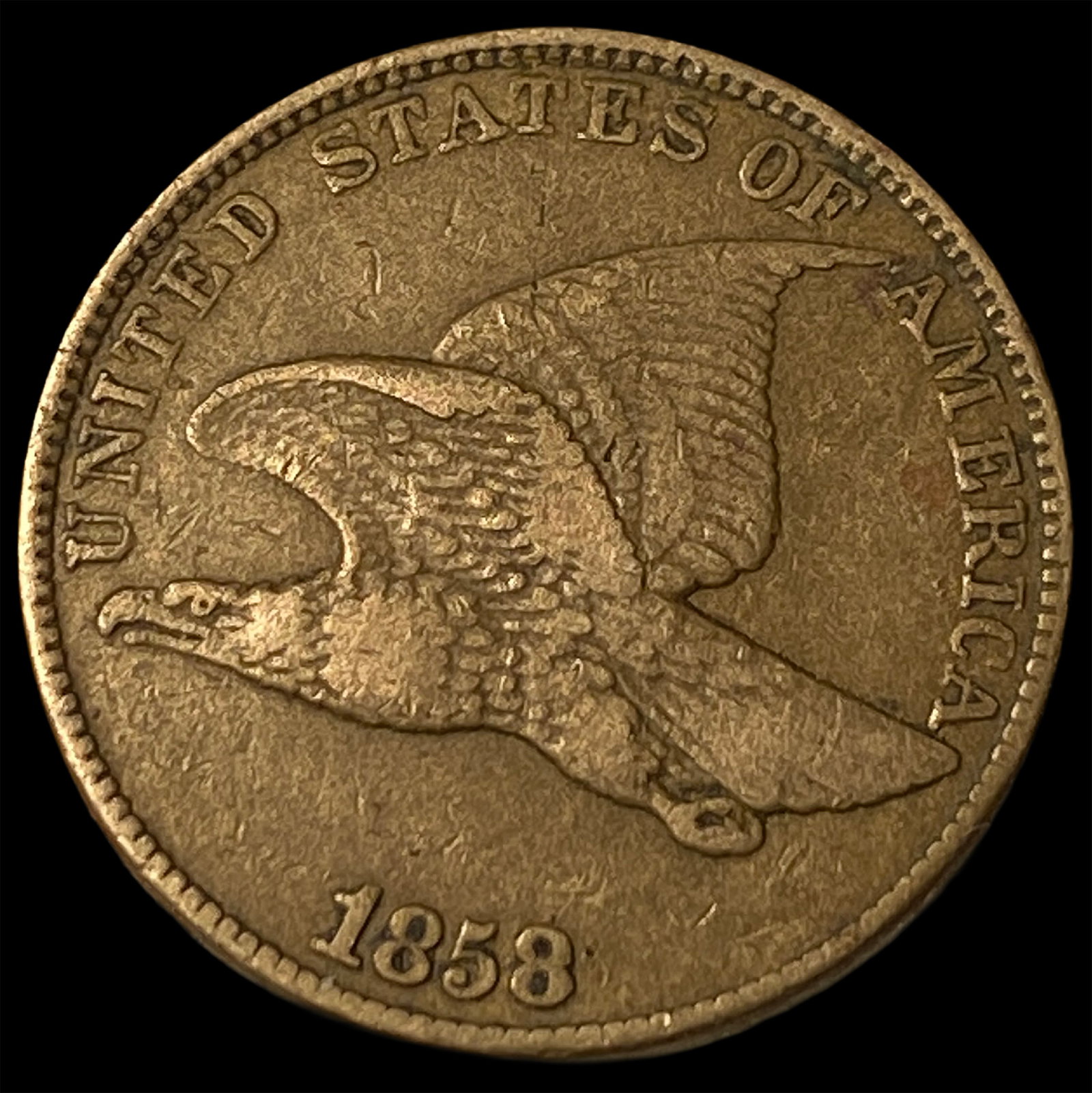 1858 Copper-Nickel Flying Eagle Cent NEARLY UNCIRCULATED: 1858 Copper-Nickel Flying Eagle Cent NEARLY UNCIRCULATED