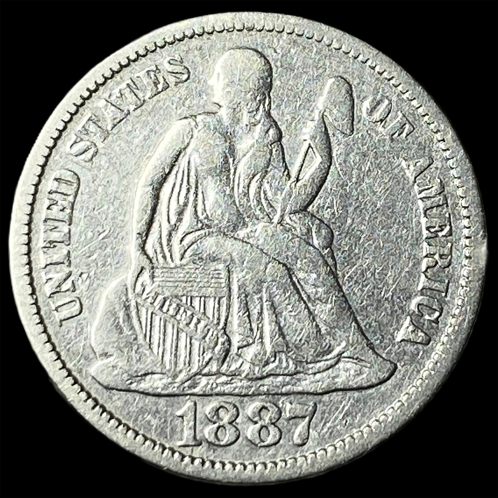 1887 Seated Liberty Dime CLOSELY UNCIRCULATED: 1887 Seated Liberty Dime CLOSELY UNCIRCULATED