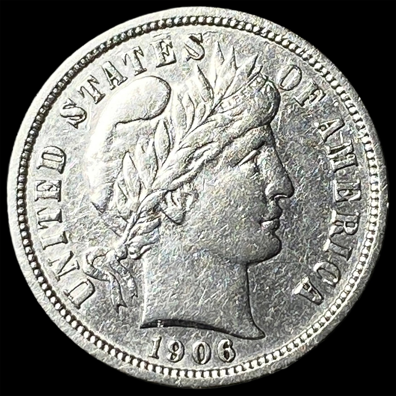 1906-S Silver Barber Dime CHOICE AU: 1906-S Silver Barber Dime CHOICE AU