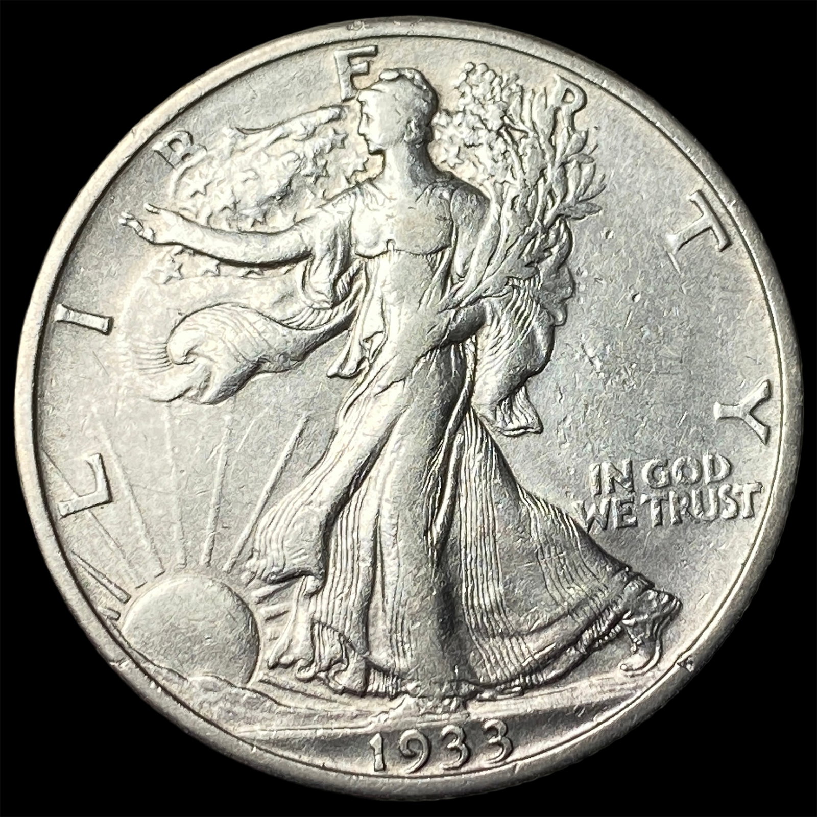 1933-S Silver Half Dollar Walking Liberty CLOSELY UNCIRCULATED: 1933-S Silver Half Dollar Walking Liberty CLOSELY UNCIRCULATED