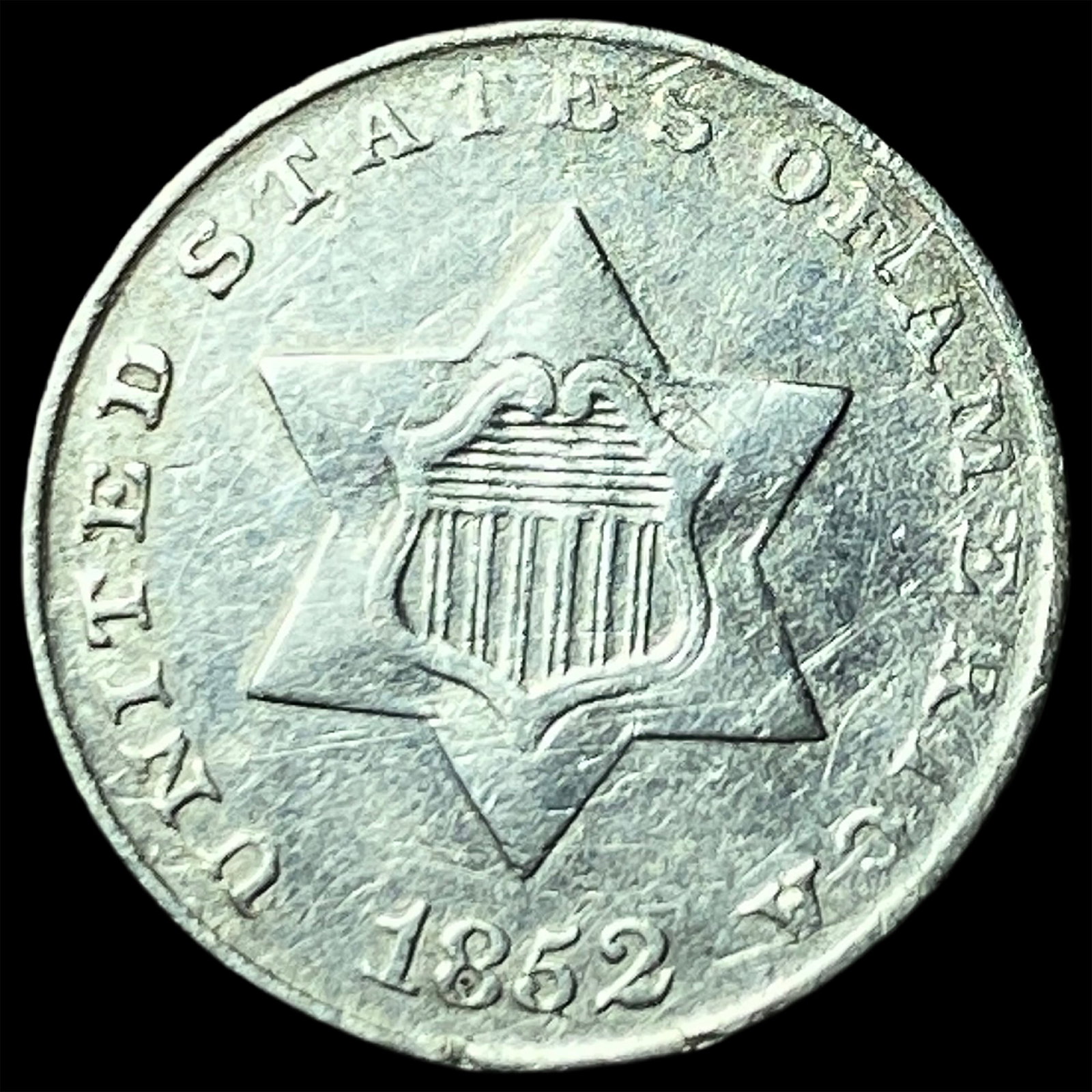 1852 Silver Three-Cent Piece UNCIRCULATED: 1852 Silver Three-Cent Piece UNCIRCULATED