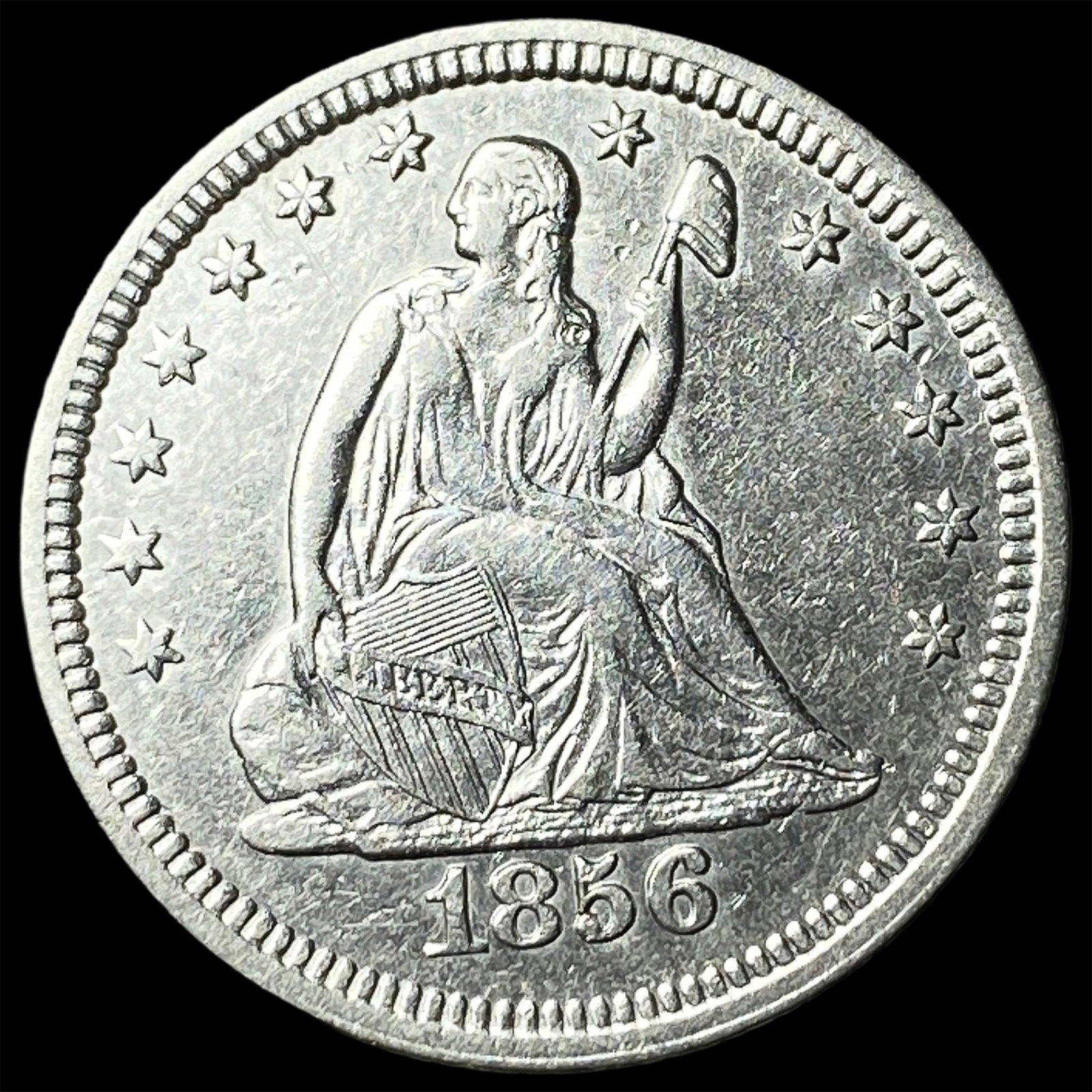 1856 Silver Seated Liberty Quarter UNCIRCULATED: 1856 Silver Seated Liberty Quarter UNCIRCULATED
