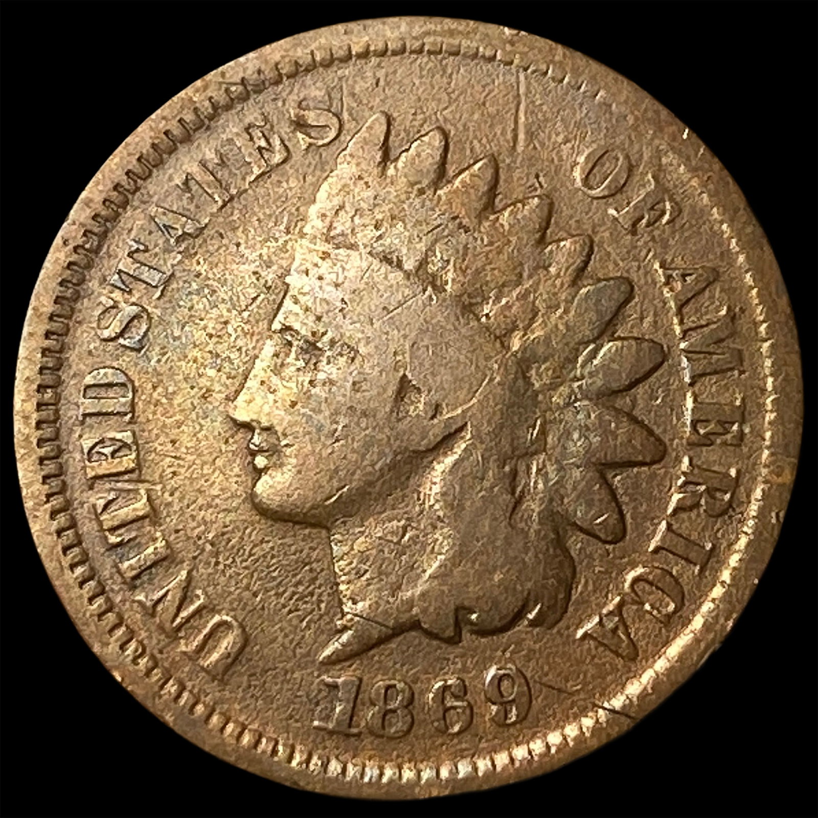 1869 Indian Head Cent NEARLY UNCIRCULATED: 1869 Indian Head Cent NEARLY UNCIRCULATED