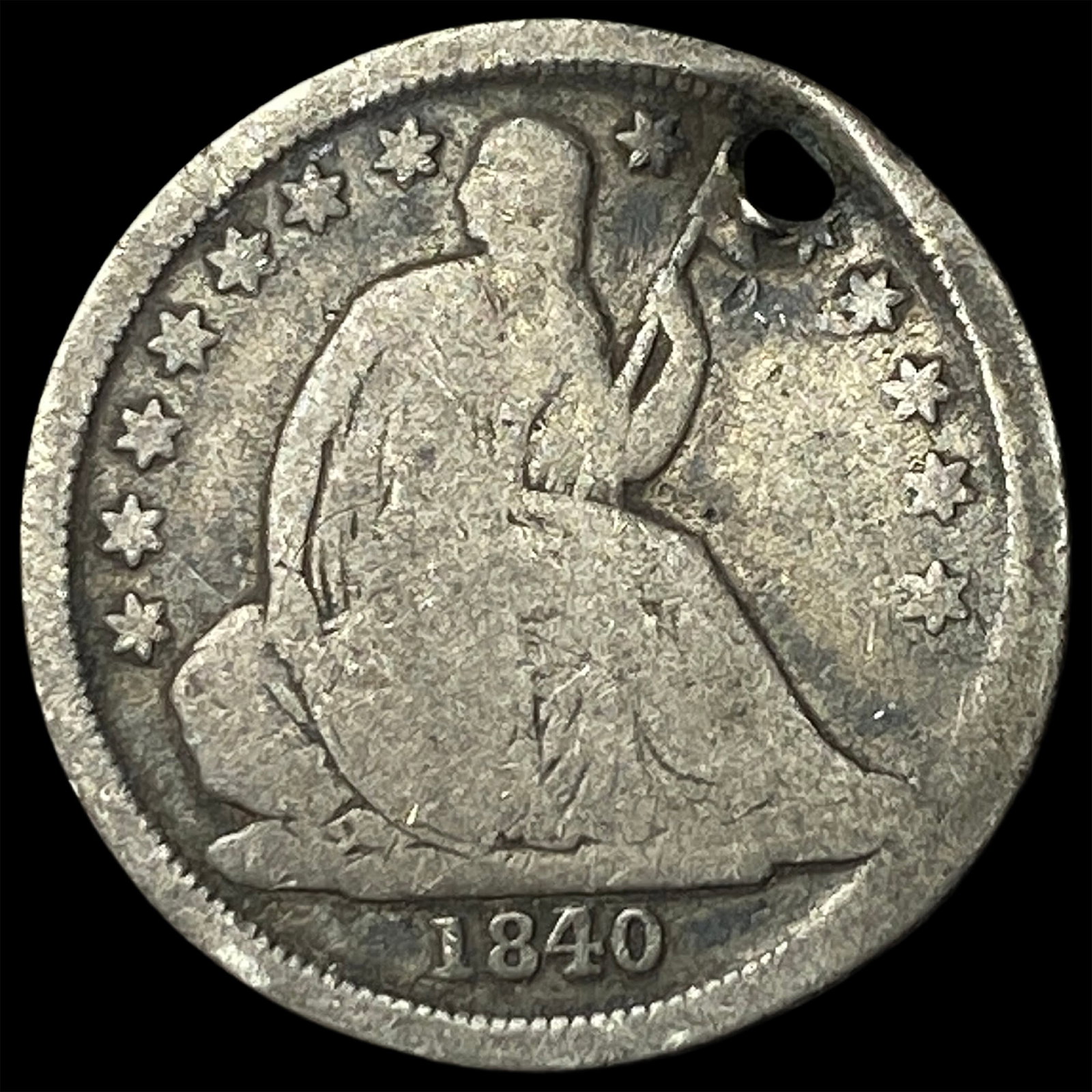 1840 Seated Liberty Dime (holed) HIGH GRADE: 1840 Seated Liberty Dime (holed) HIGH GRADE