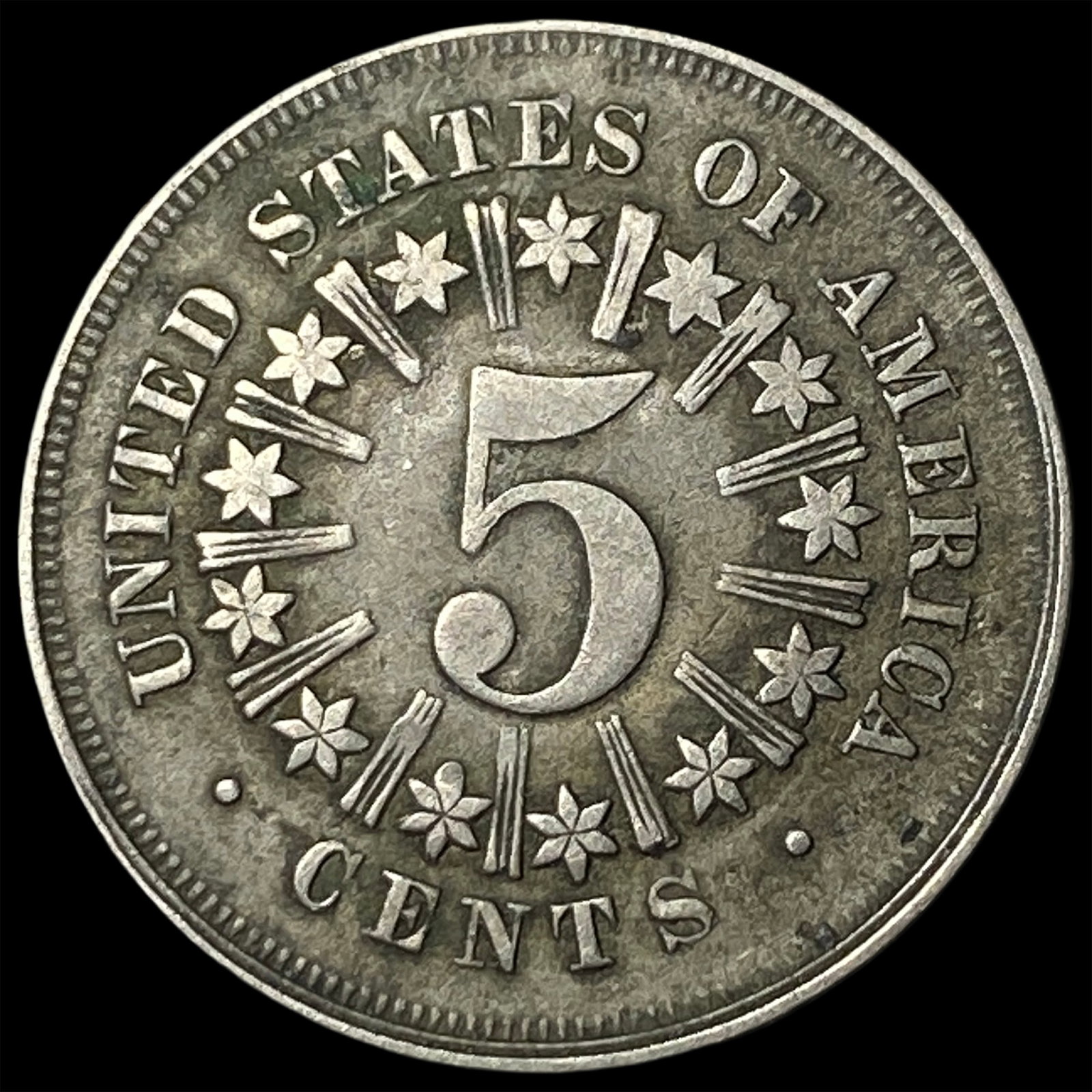 1867 Rays Shield Nickel LIGHTLY CIRCULATED - 2