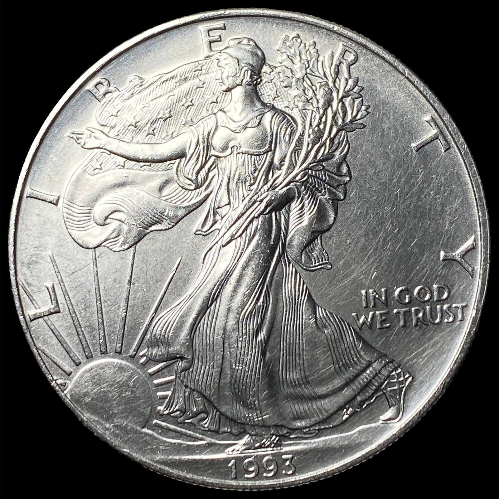 1993 1 oz Silver American Eagle $1 GEM BU: 1993 1 oz Silver American Eagle $1 GEM BU