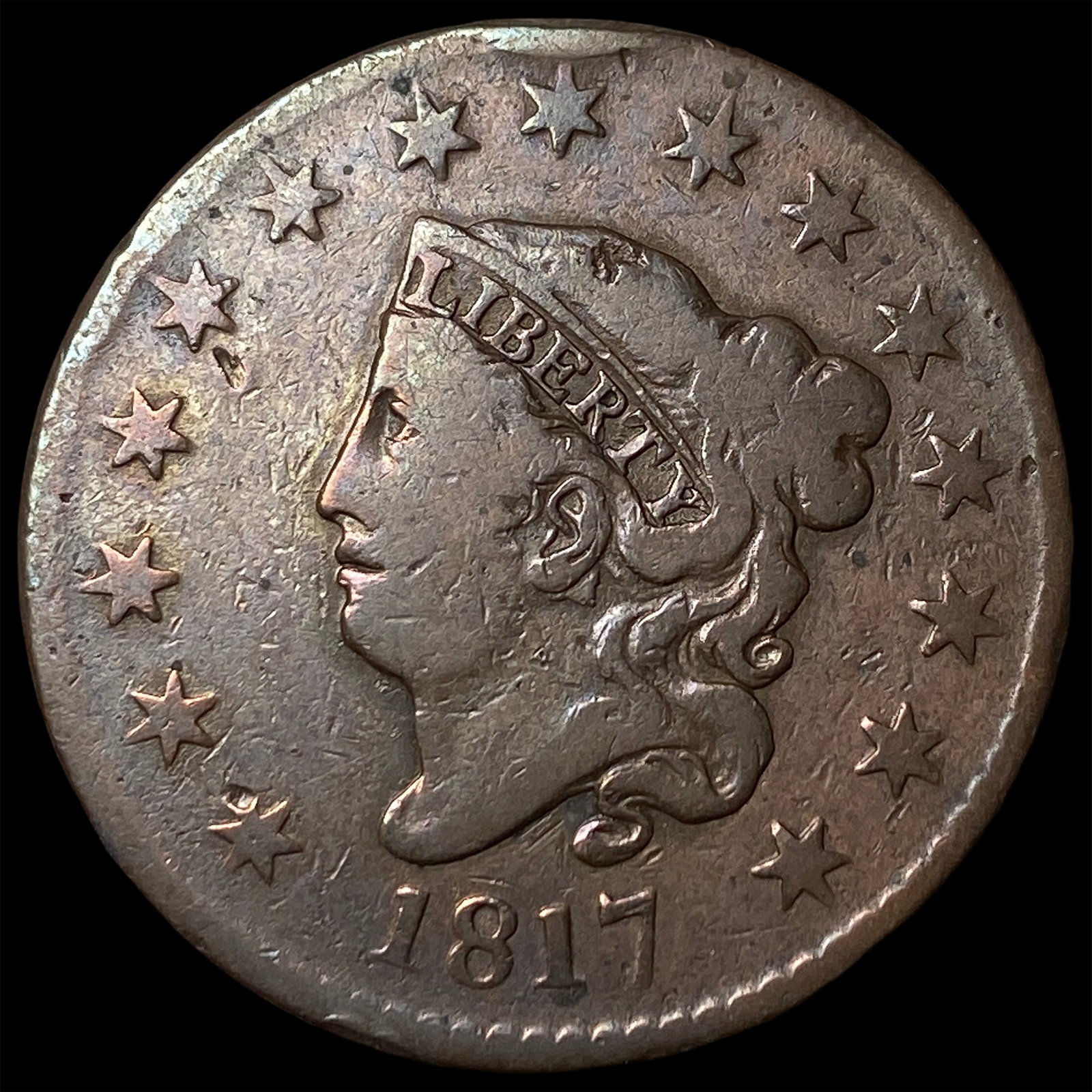 1817 Coronet Head Large Cent LIGHTLY CIRCULATED: 1817 Coronet Head Large Cent LIGHTLY CIRCULATED