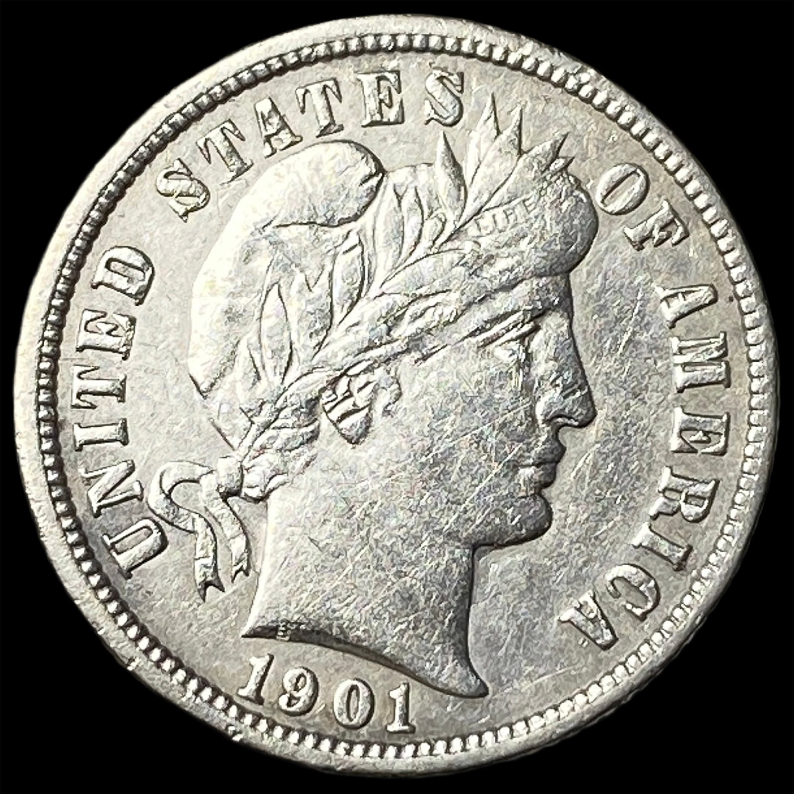 1901-O Silver Barber Dime CLOSELY UNCIRCULATED: 1901-O Silver Barber Dime CLOSELY UNCIRCULATED