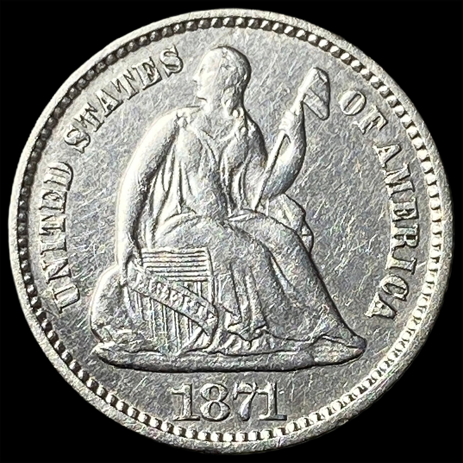 1871 Silver Half Dime UNCIRCULATED (1 of 2)