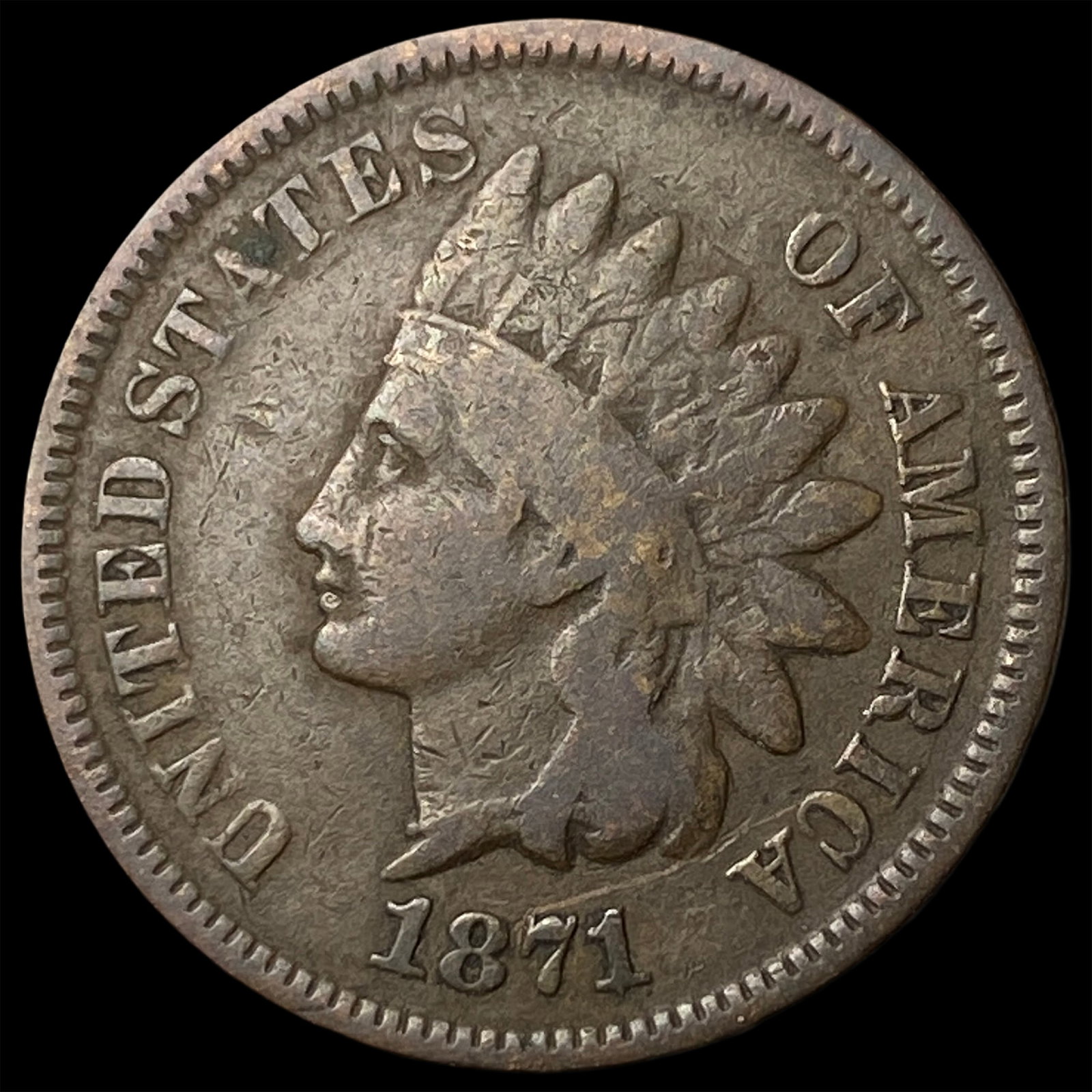 1871 Indian Head Cent NEARLY UNCIRCULATED: 1871 Indian Head Cent NEARLY UNCIRCULATED