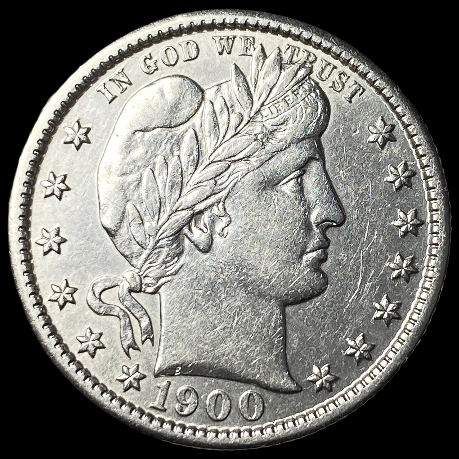 1900-S Silver Barber Quarter UNCIRCULATED: 1900-S Silver Barber Quarter UNCIRCULATED