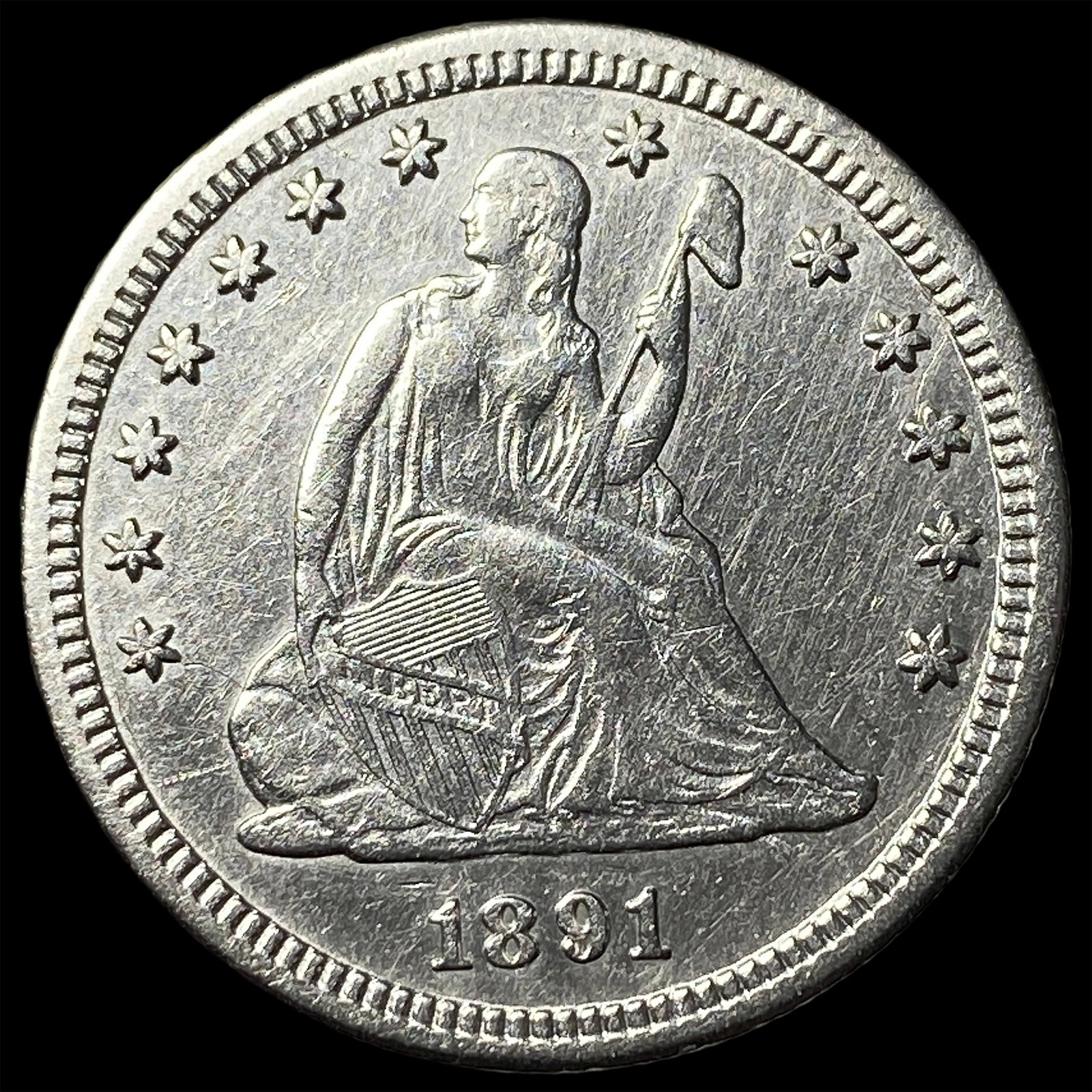 1891-S Silver Seated Liberty Quarter CHOICE AU (1 of 2)