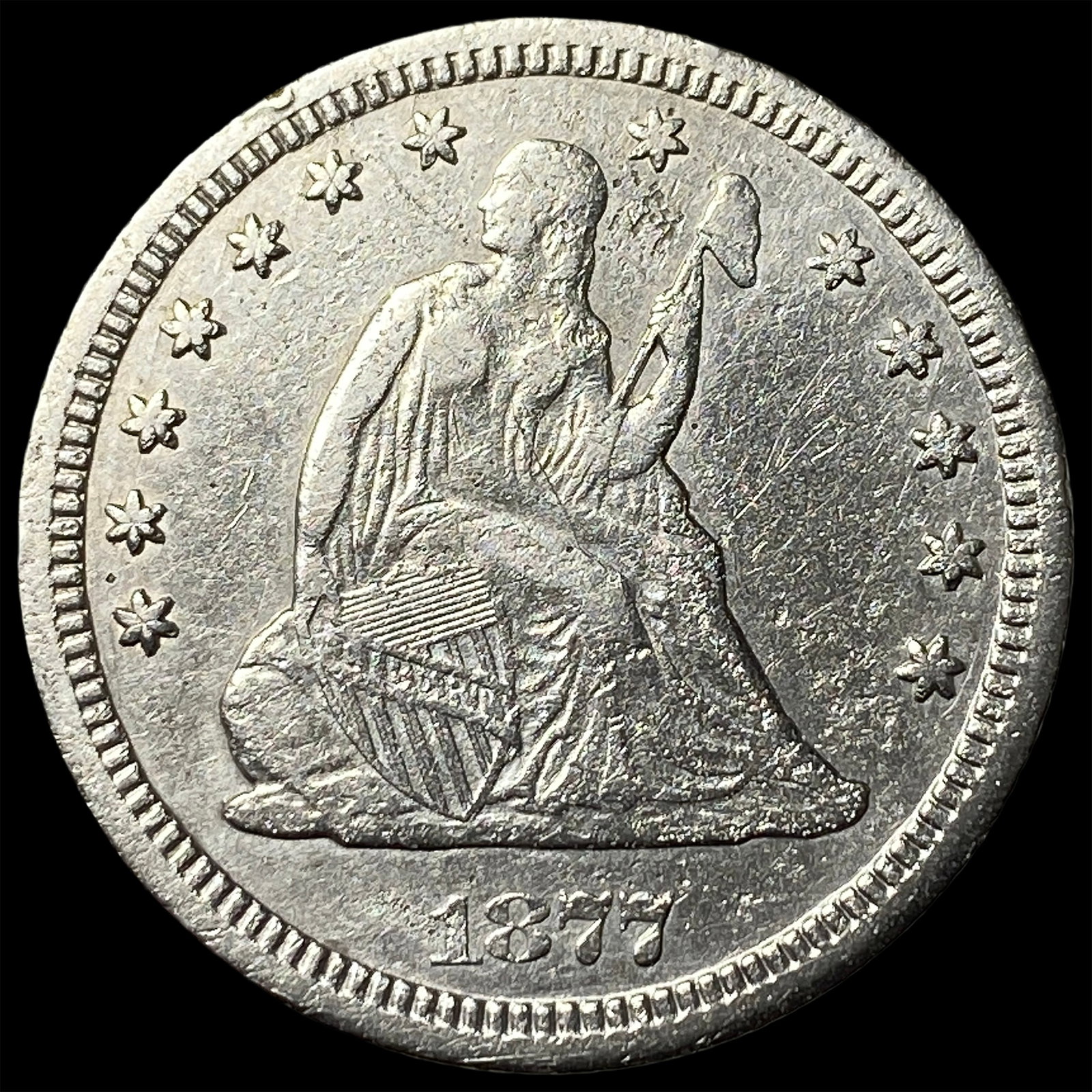1877-S Silver Seated Liberty Quarter CLOSELY UNCIRCULATED: 1877-S Silver Seated Liberty Quarter CLOSELY UNCIRCULATED
