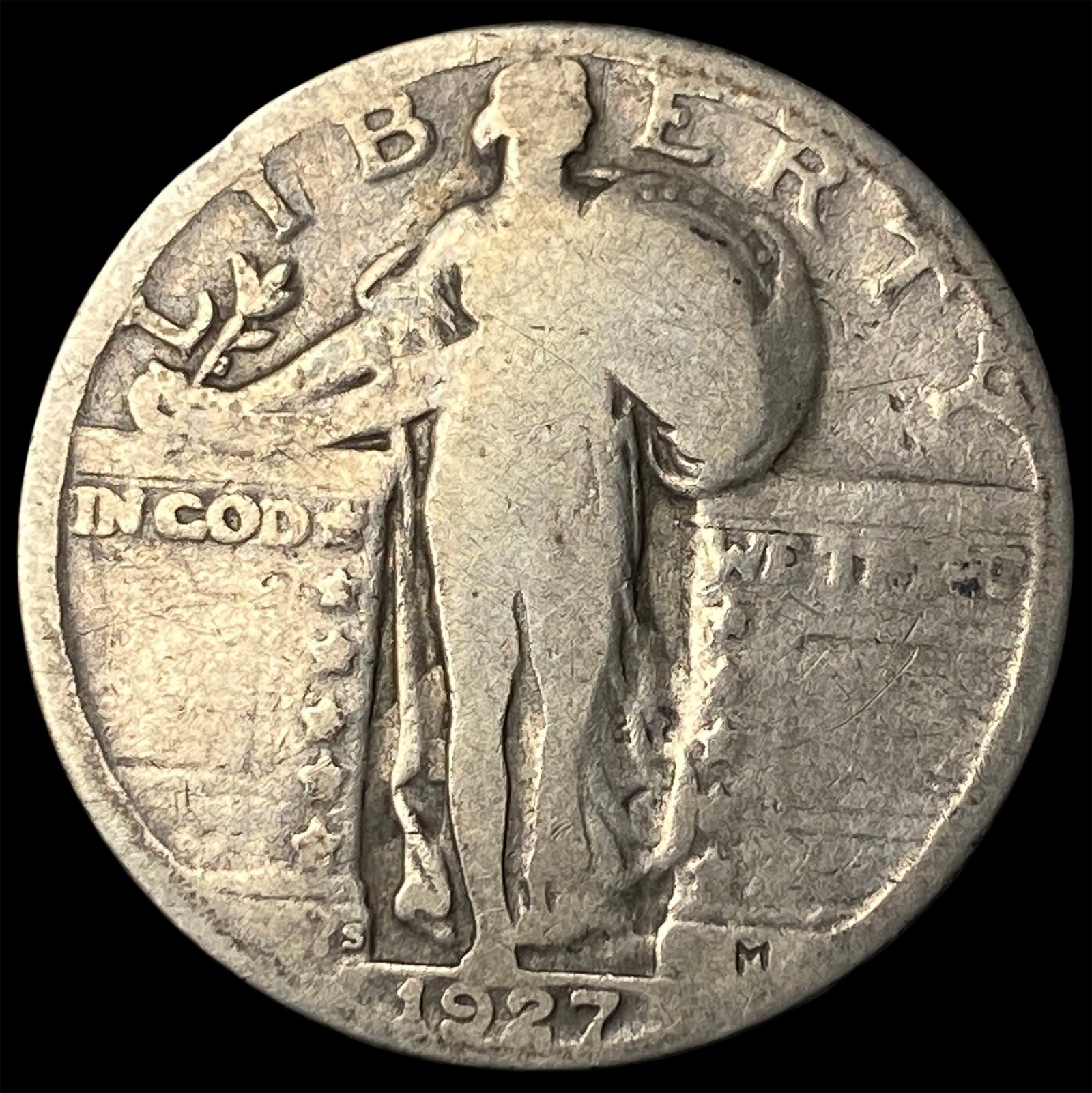 1927-S Silver Standing Liberty Quarter LIGHTLY CIRCULATED: 1927-S Silver Standing Liberty Quarter LIGHTLY CIRCULATED