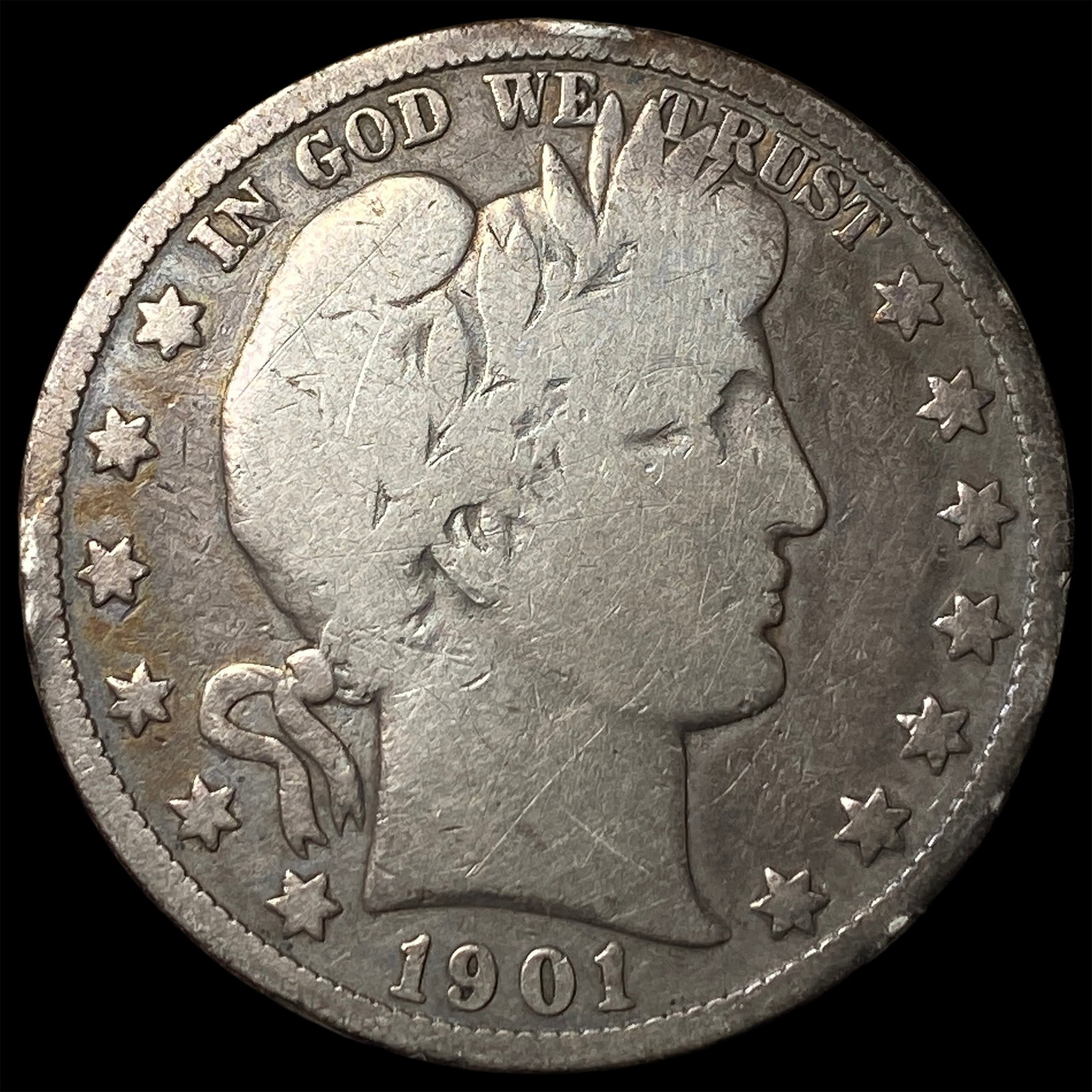 1901-O Silver Barber Half Dollar NICELY CIRCULATED: 1901-O Silver Barber Half Dollar NICELY CIRCULATED