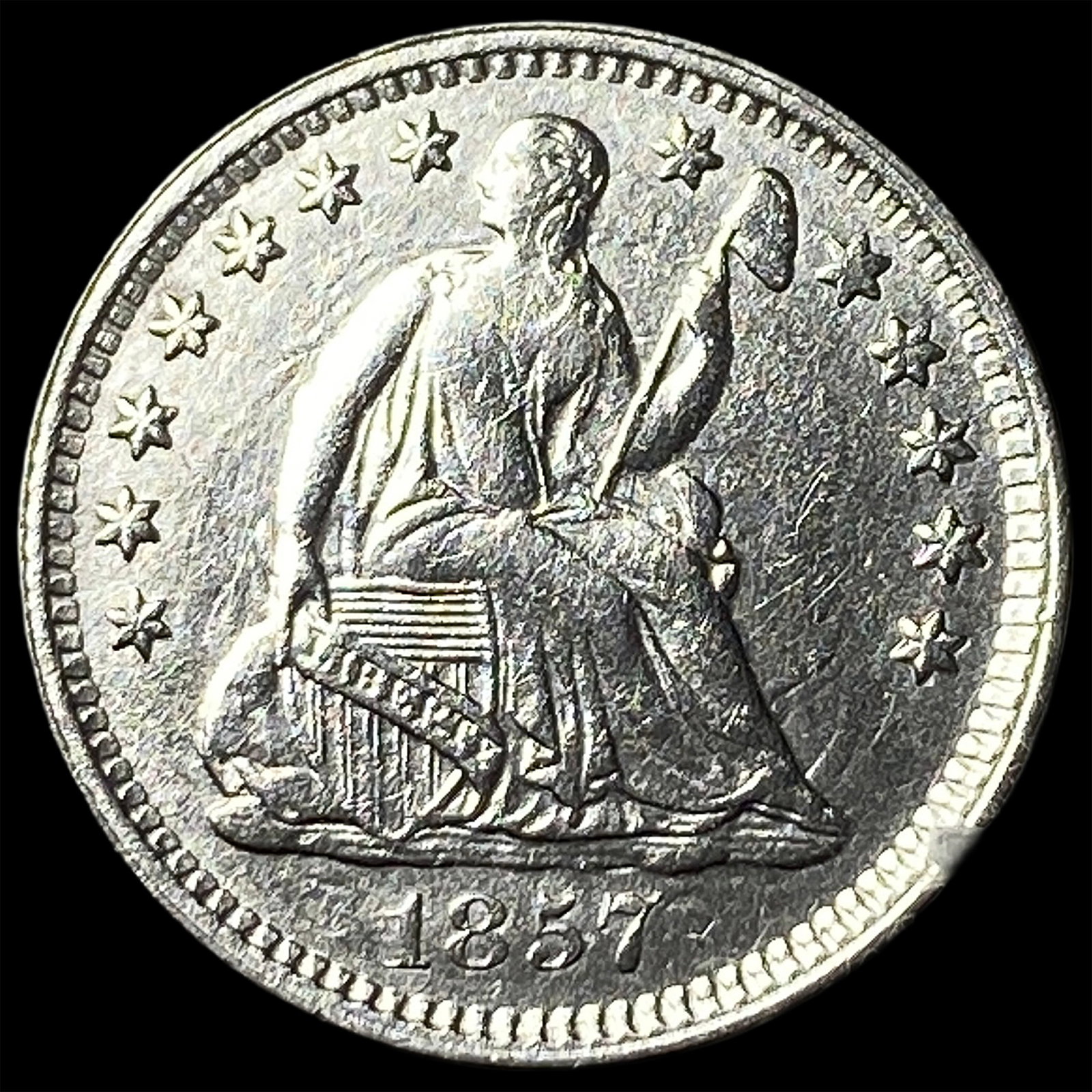 1857 Silver Half Dime CHOICE AU: 1857 Silver Half Dime CHOICE AU