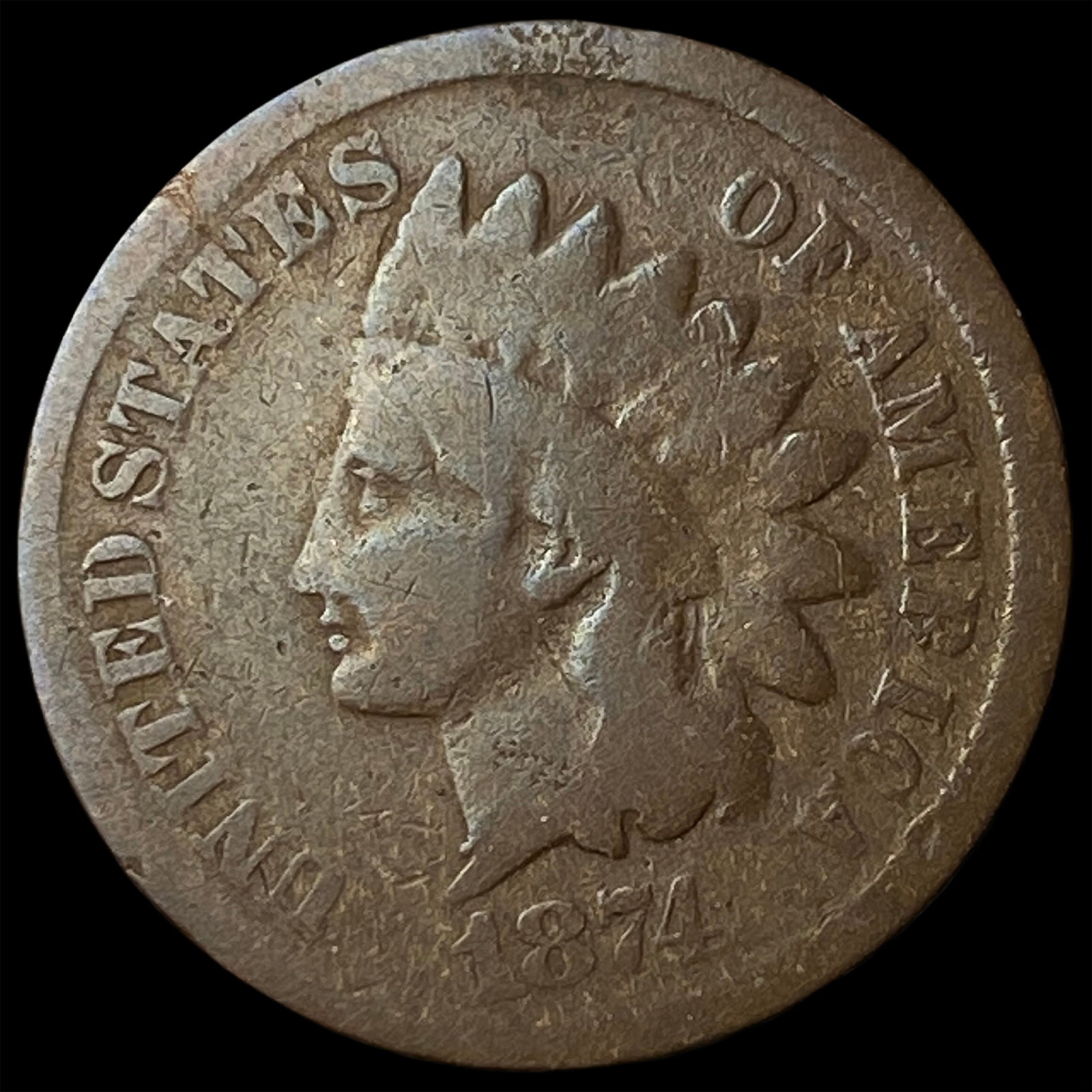 1874 Indian Head Cent LIGHTLY CIRCULATED: 1874 Indian Head Cent LIGHTLY CIRCULATED
